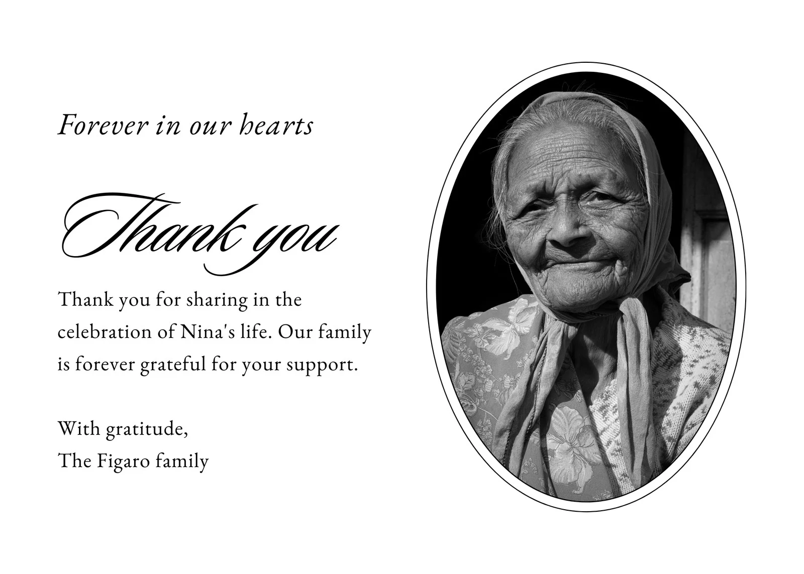 free printable funeral thank you card template