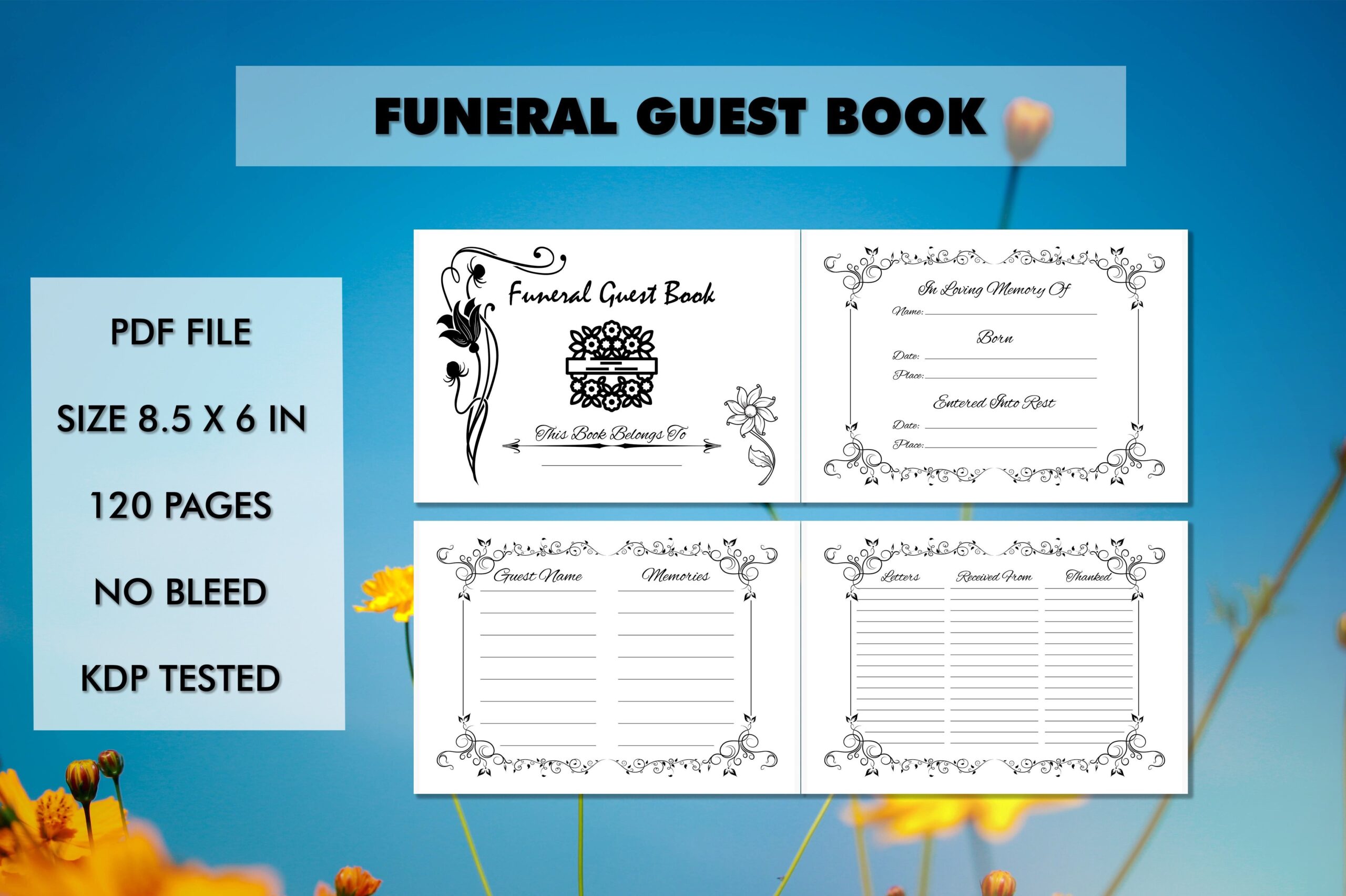 free printable funeral guest book template free printable funeral guest book template