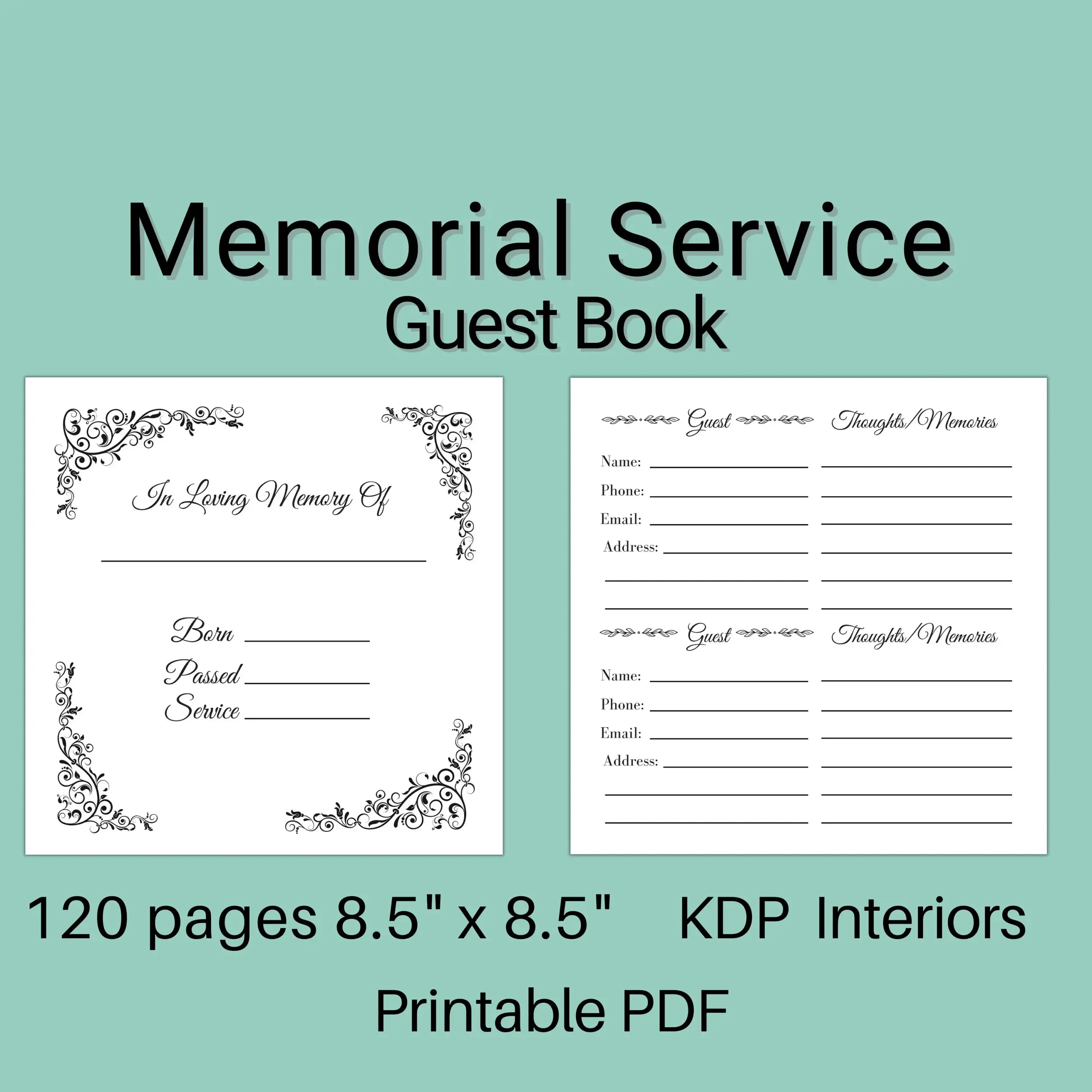 Funeral Memorial Template 85 X 85 Inches