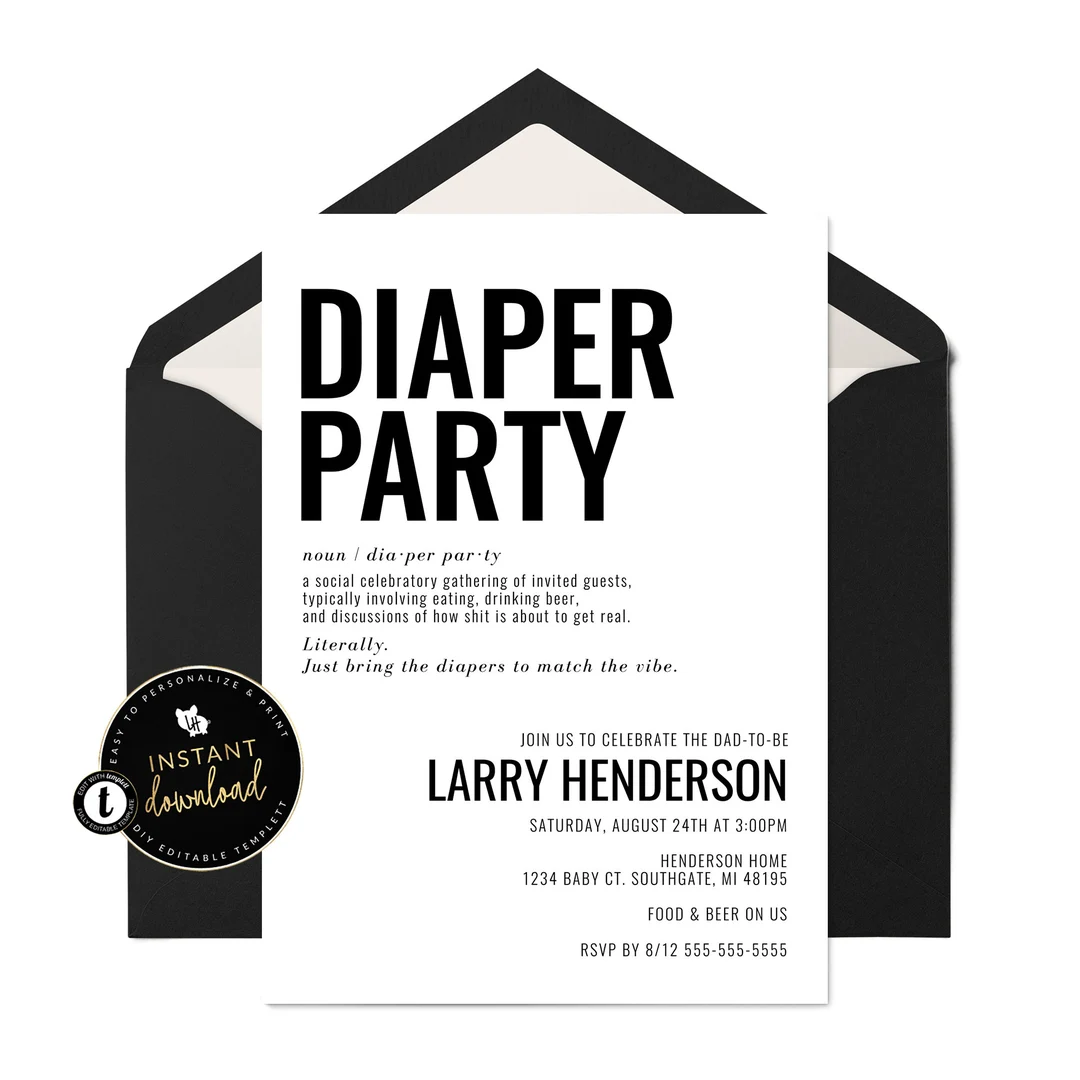 Funny Diaper Party Invitation Diaper Funny Diaper Party Invitation Diaper