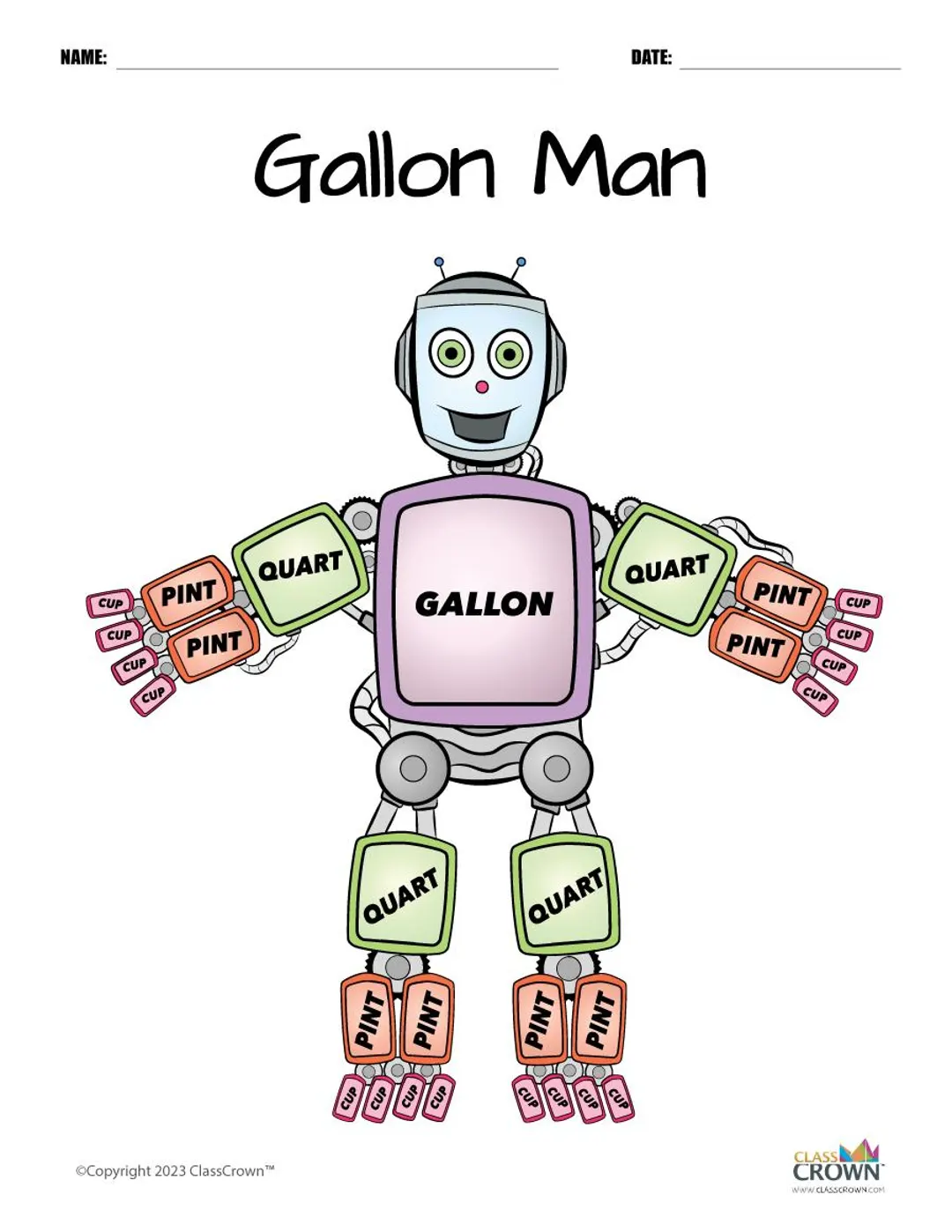Gallon Man Printable Chart And Worksheet Gallon Man Printable Chart And Worksheet