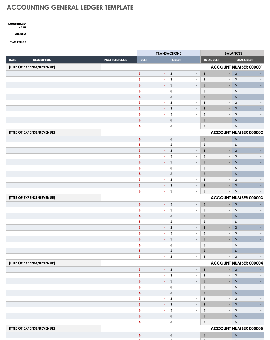 General Ledger Templates General Ledger Templates