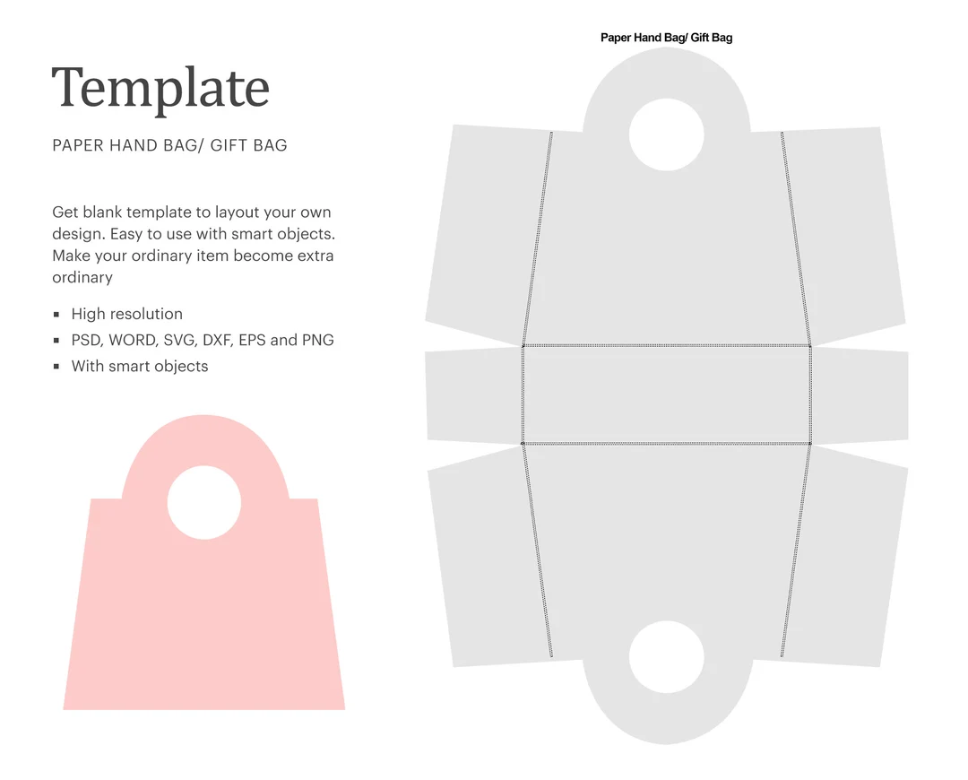 Gift Bag Blank Template Paper Mini Hand