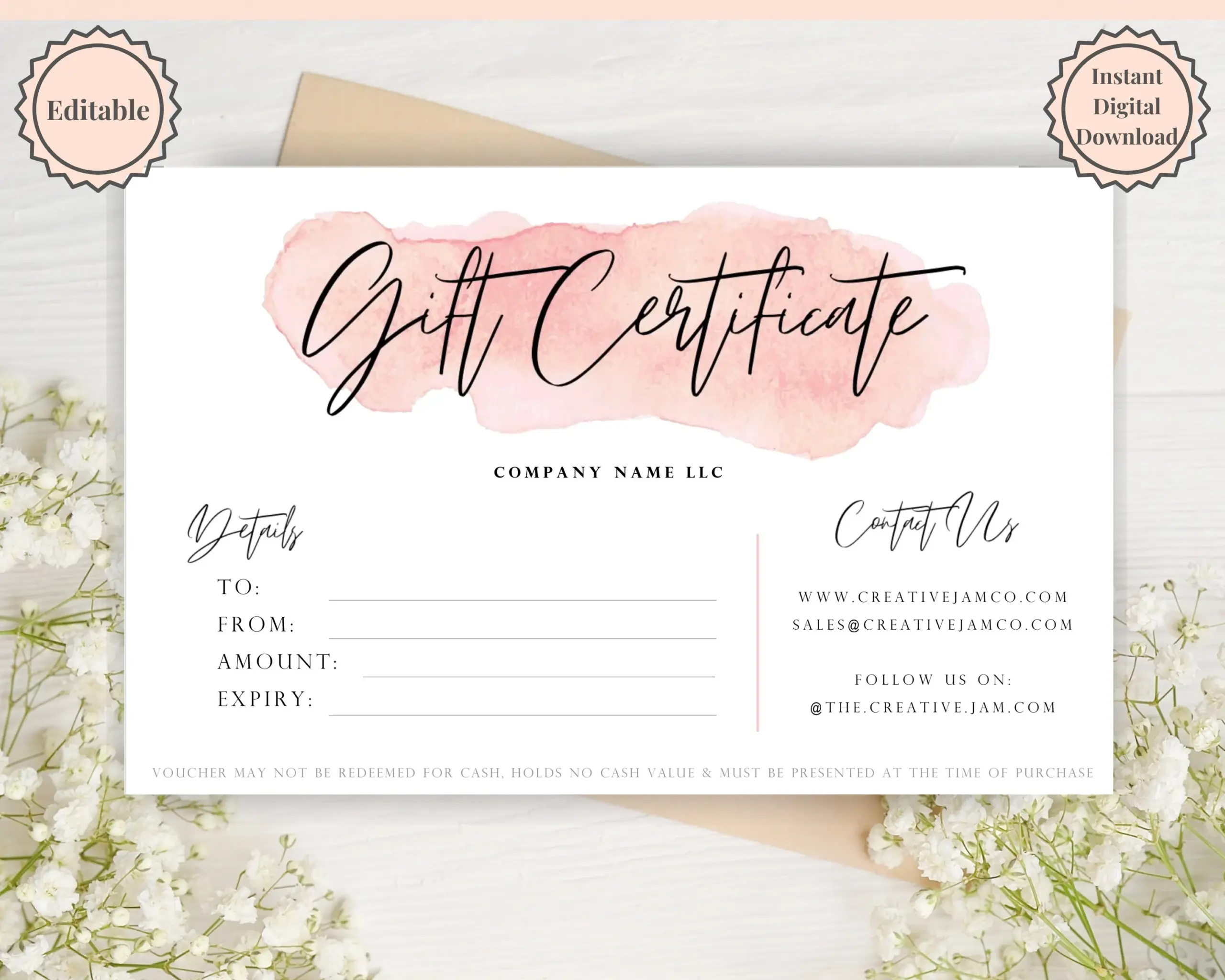 Gift Certificate Template Editable Gift
