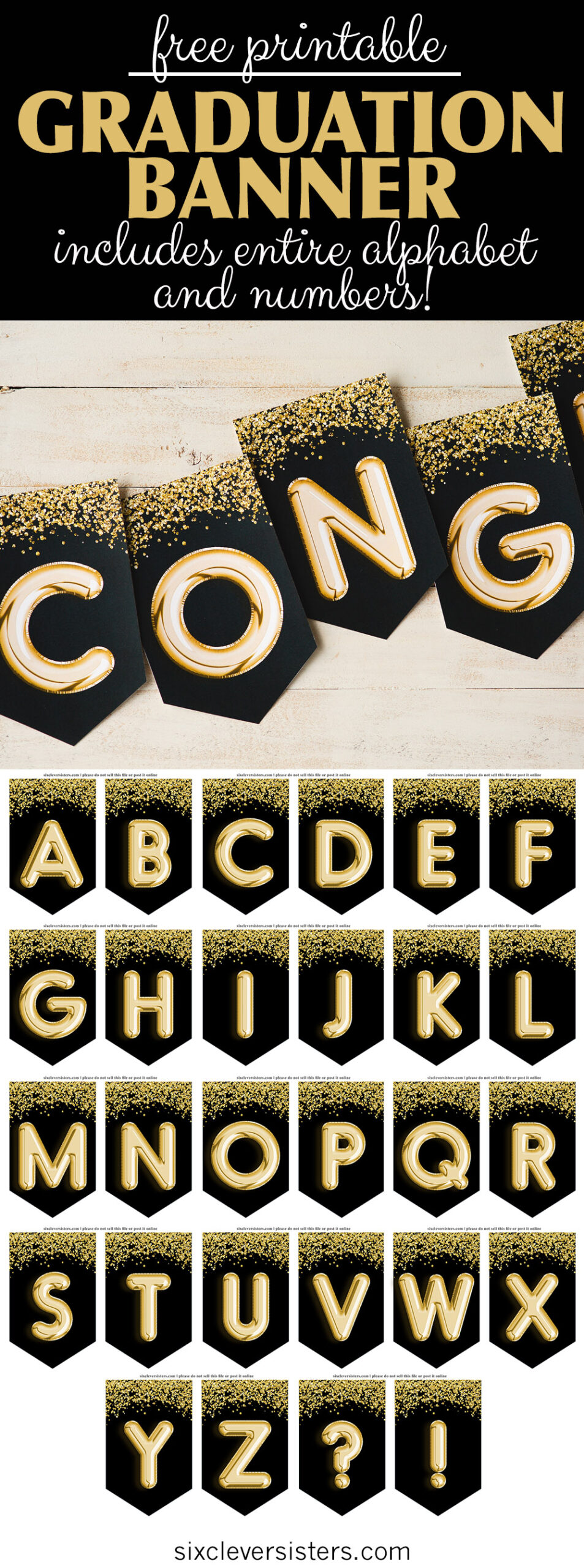 Graduation Banner Black And Gold Free Printable