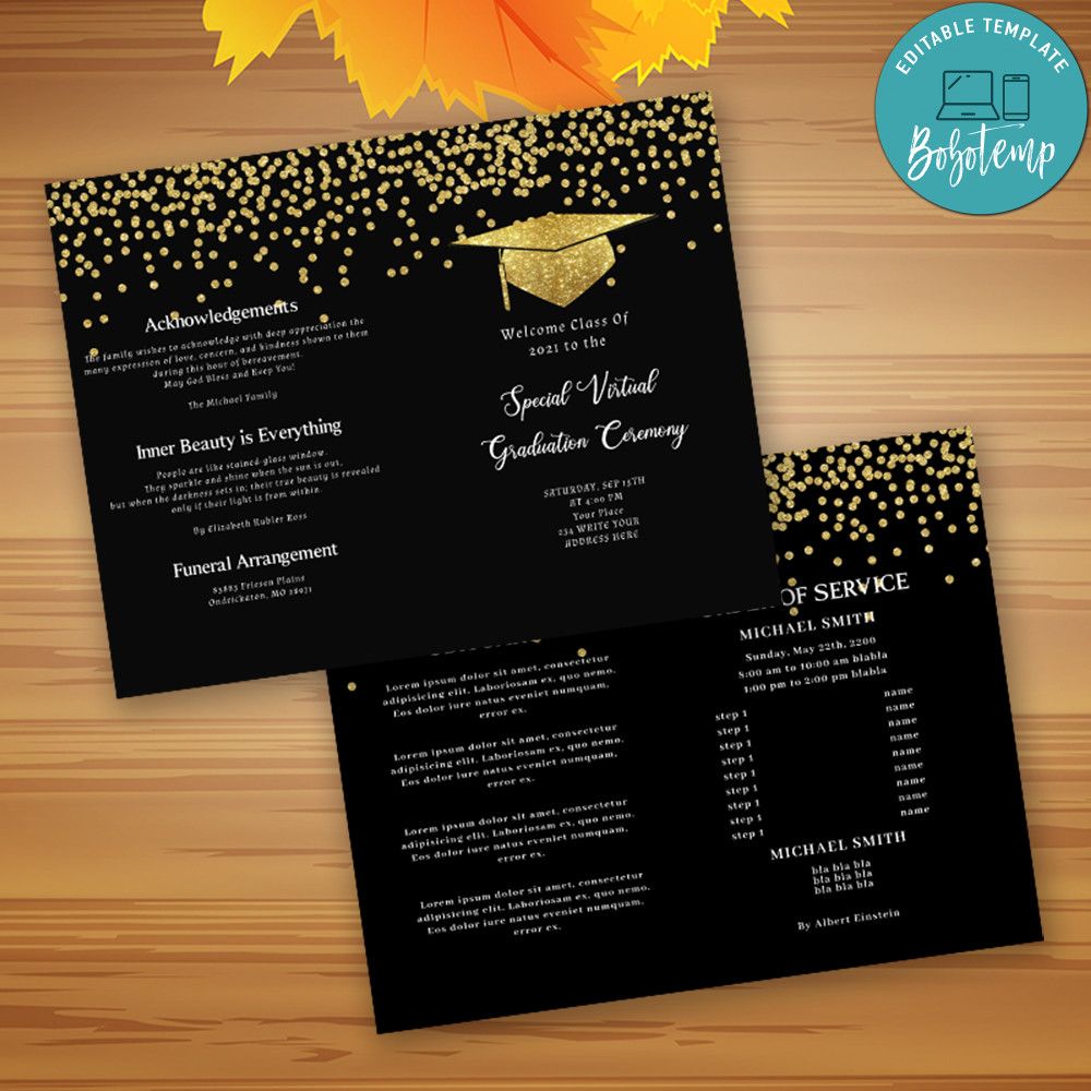 Graduation Ceremony Program Template Customizable Instant Download Graduation Ceremony Program Template Customizable Instant Download