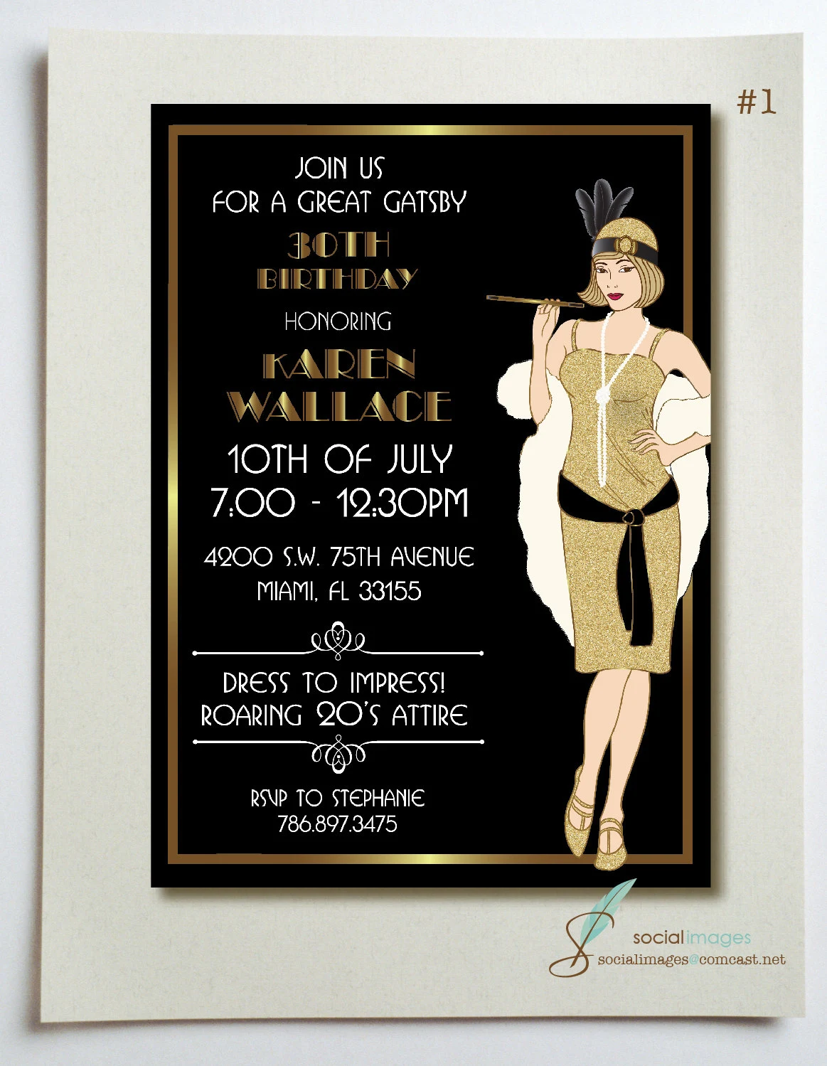 Great Gatsby Birthday Party Invitation Great Gatsby Birthday Party Invitation