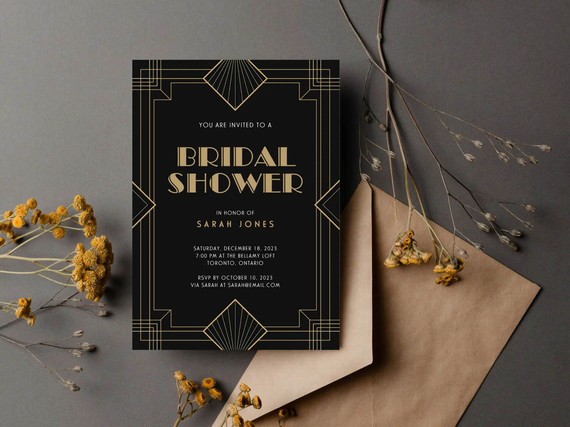 Great Gatsby Invitation Card Canva Template Great Gatsby Invitation Card Canva Template