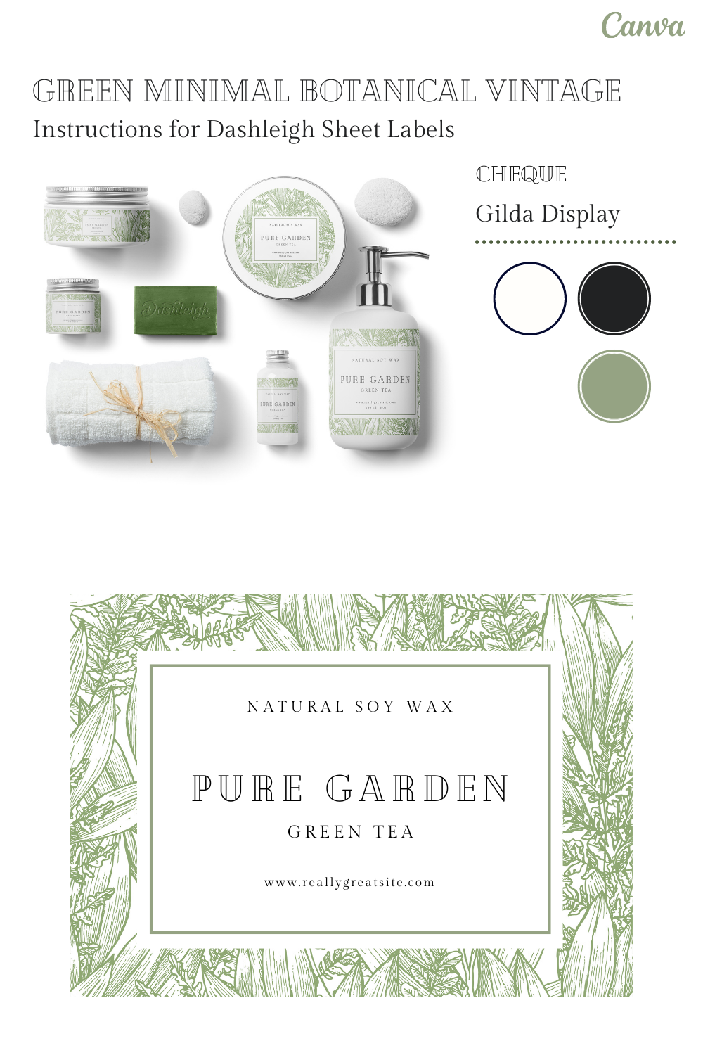 Green Botanical Vintage Cosmetic Labels