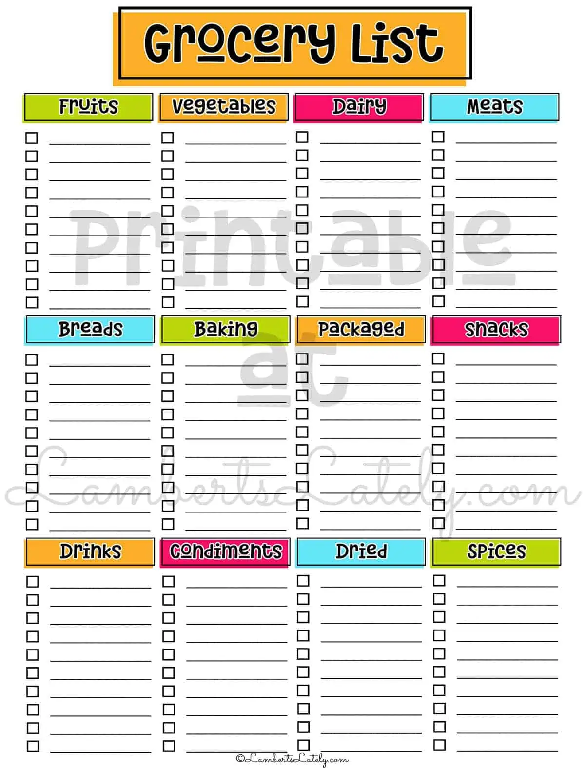 Grocery List Template Grocery List Template