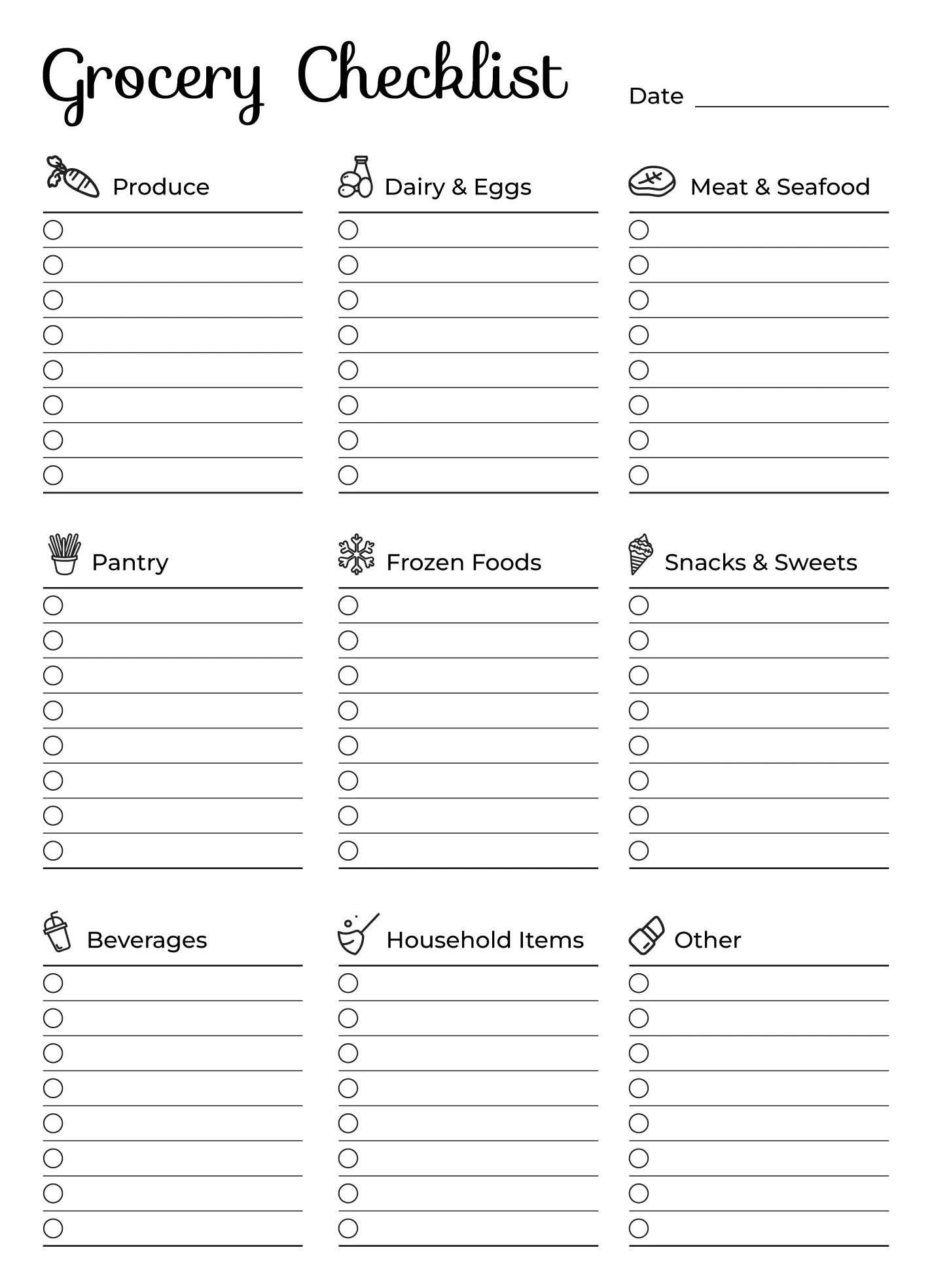 Grocery List Templates
