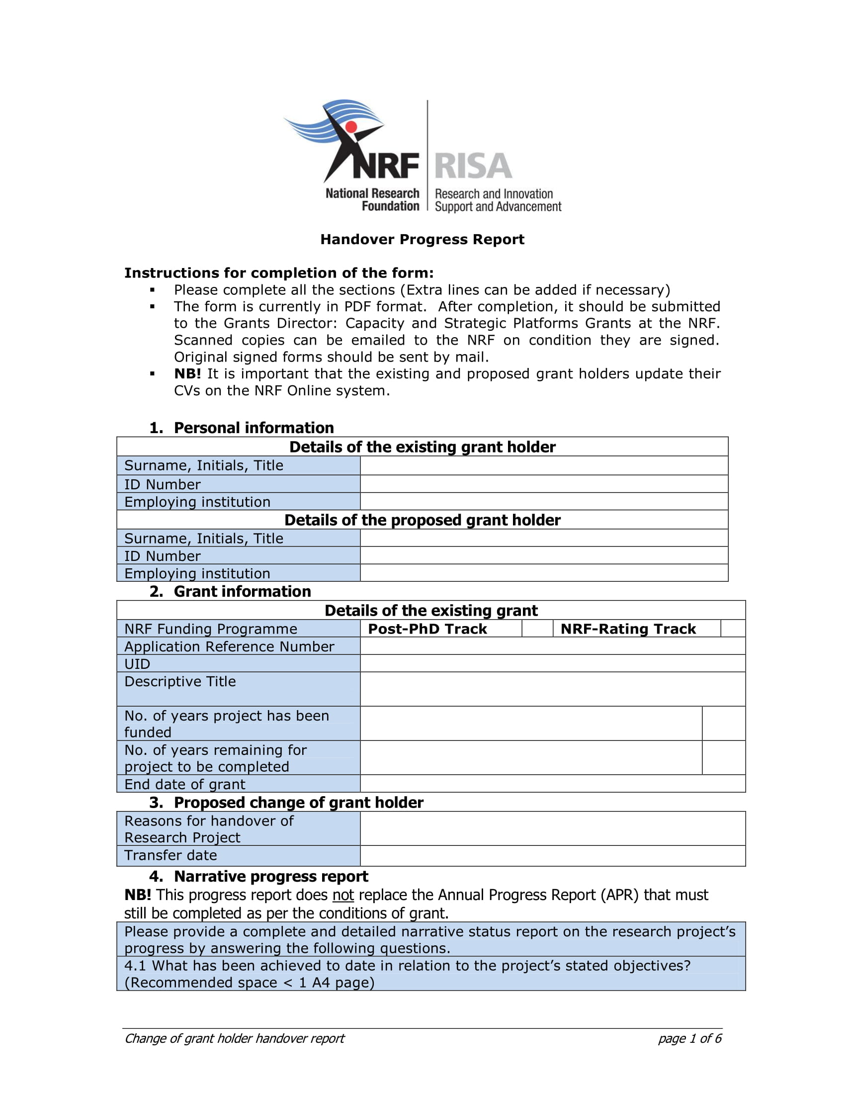 Handover Report Examples