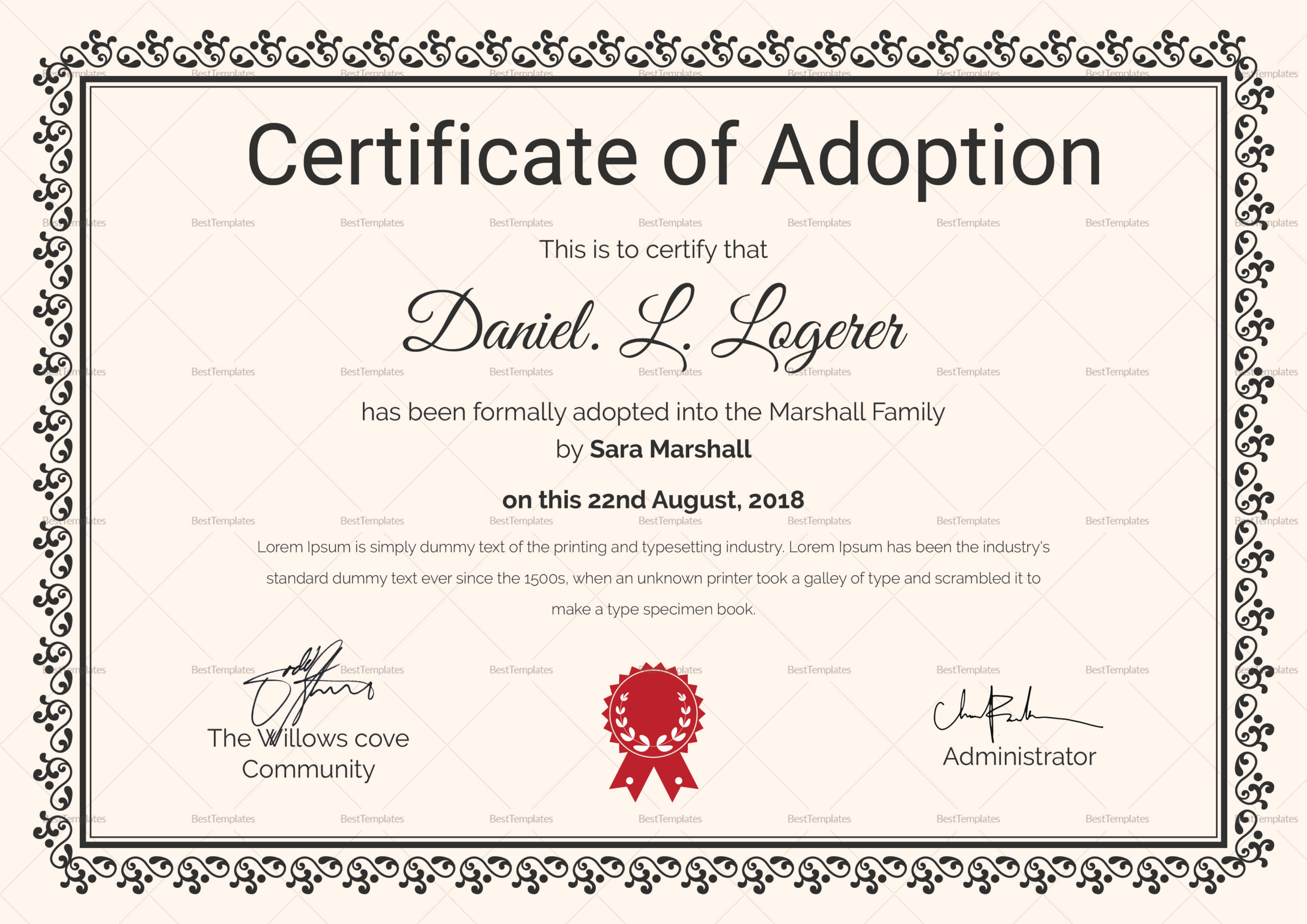 Happy Adoption Certificate