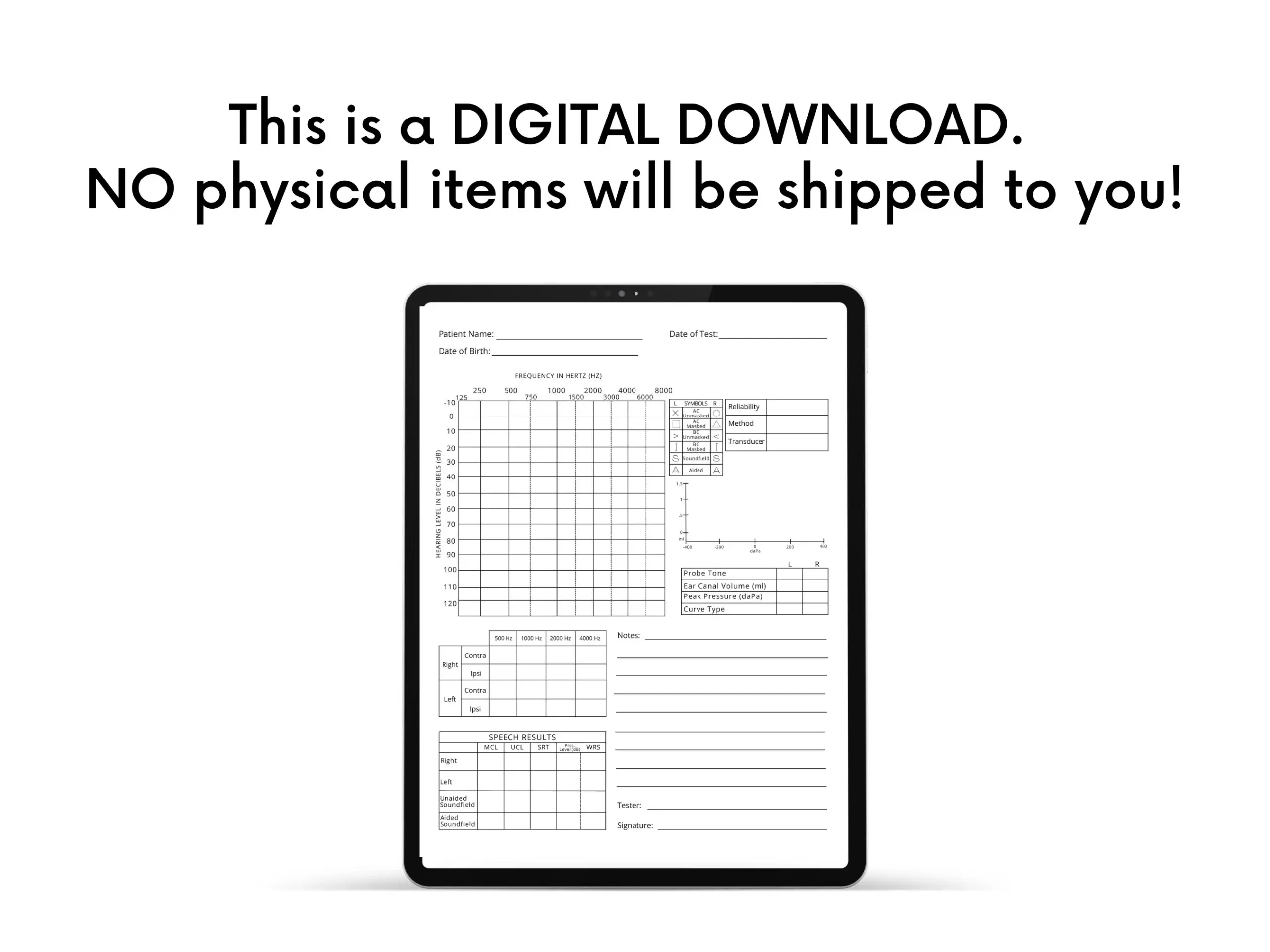 Hearing Test Form Printable Audiogram Hearing Test Form Printable Audiogram
