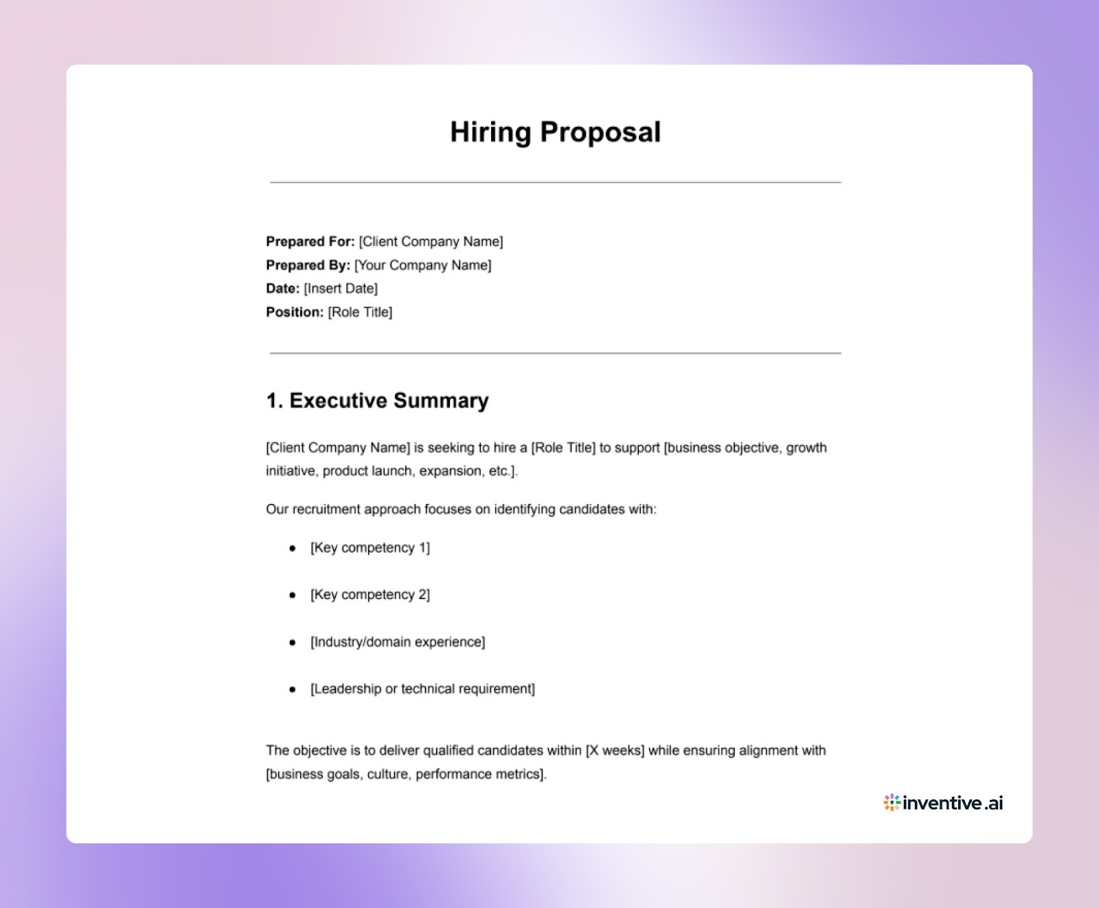 Hiring Proposal Template Hiring Proposal Template