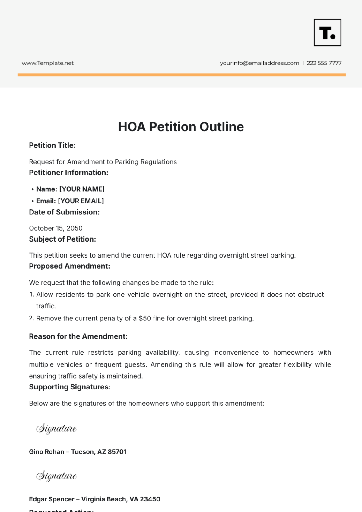 sample petition letter template
