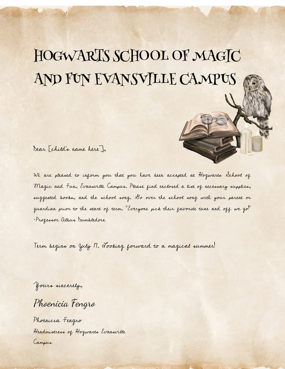 Hogwarts Acceptance Letter Template Hogwarts Acceptance Letter Template