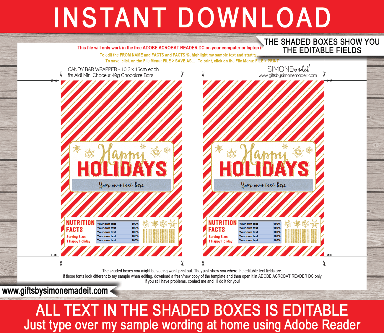 Holiday Chocolate Bar Wrappers Holiday Chocolate Bar Wrappers
