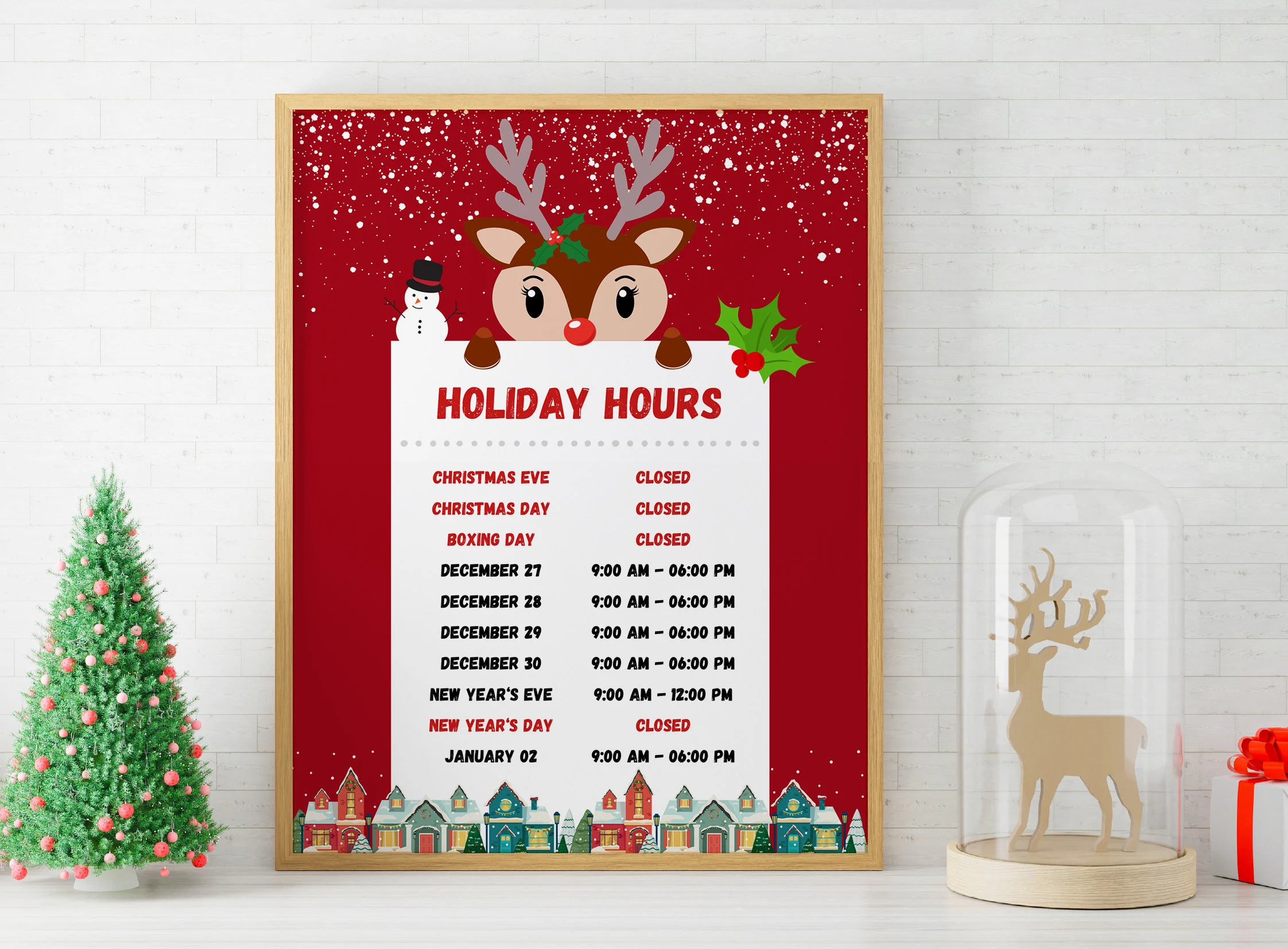 Holiday Opening Hours 85 X 11 Inches