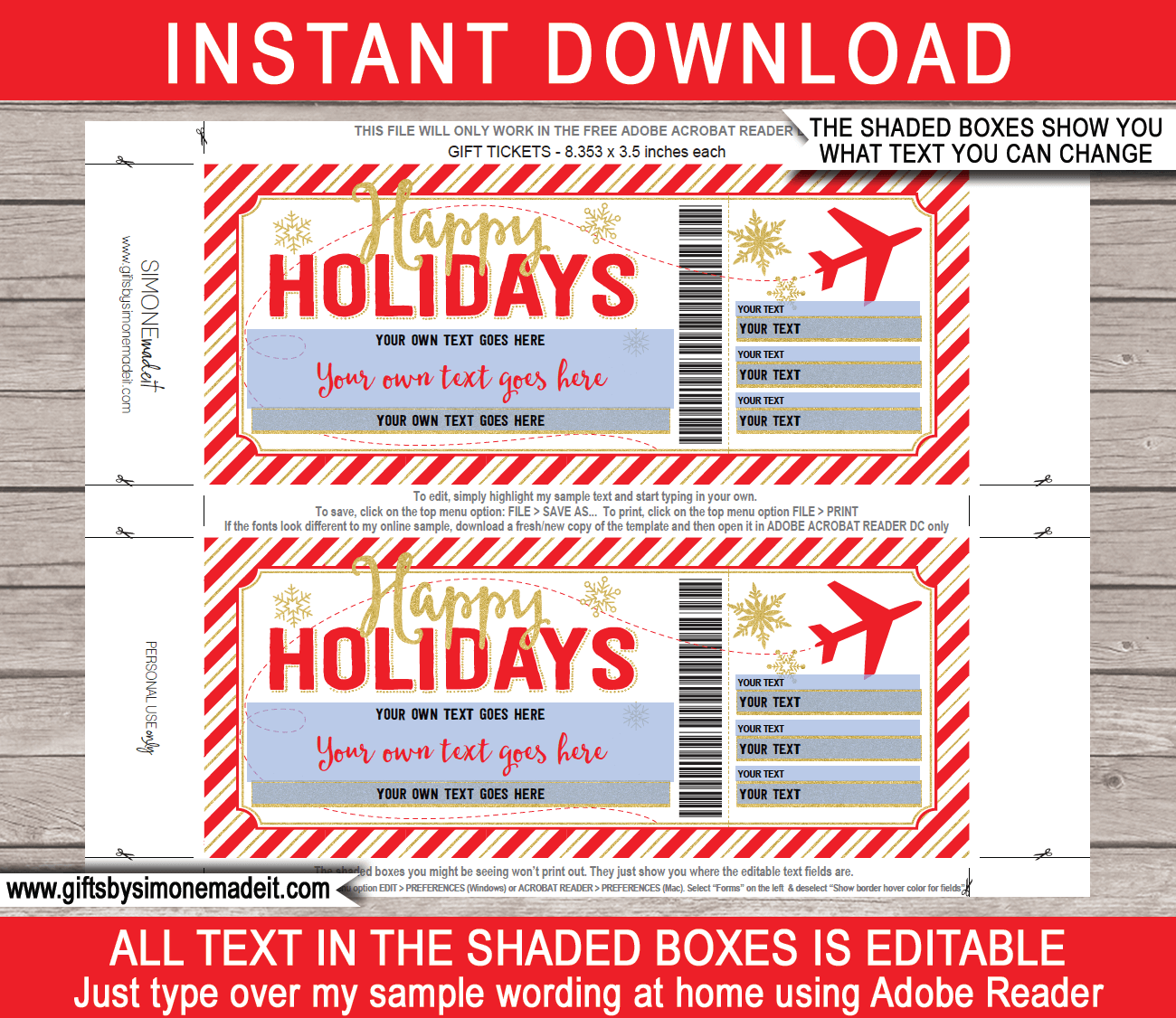Holiday Plane Ticket Voucher