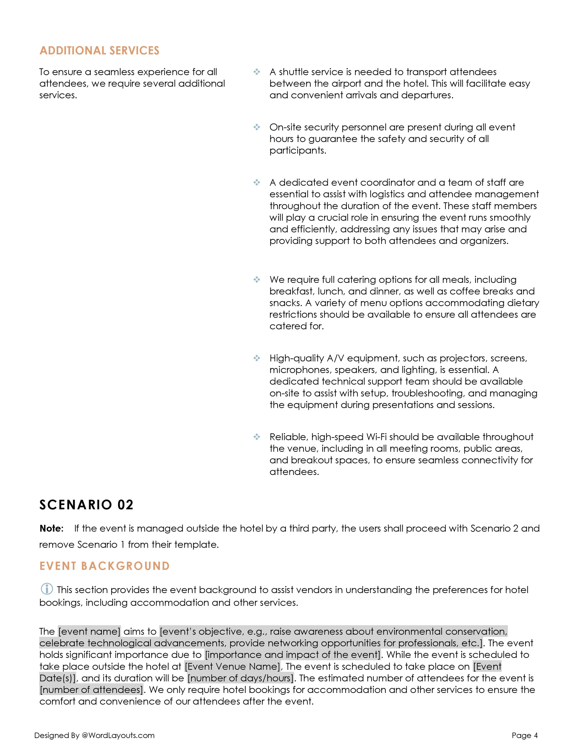 Hotel Request For Proposal Template