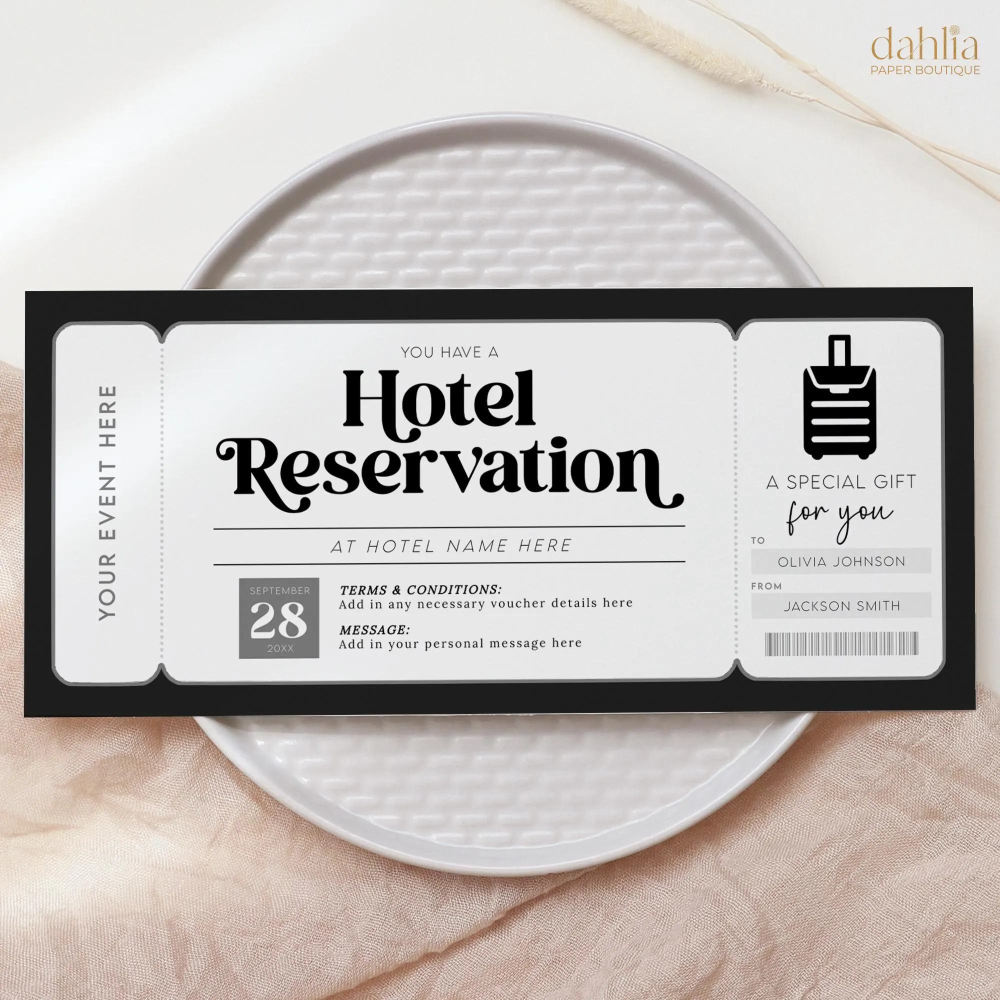 Hotel Reservation Gift Voucher Editable Hotel Reservation Gift Voucher Editable