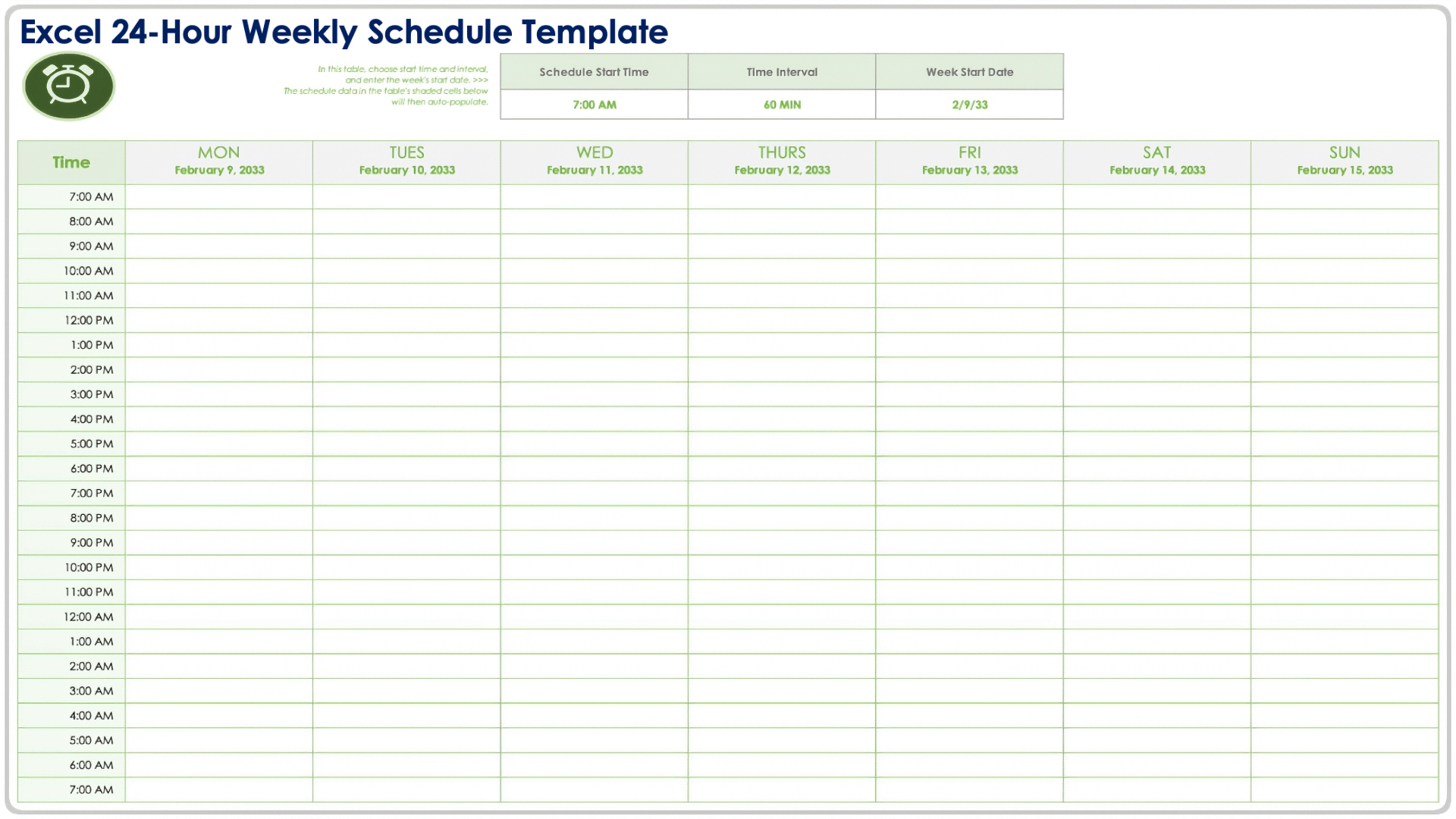 Hourly Schedule Templates
