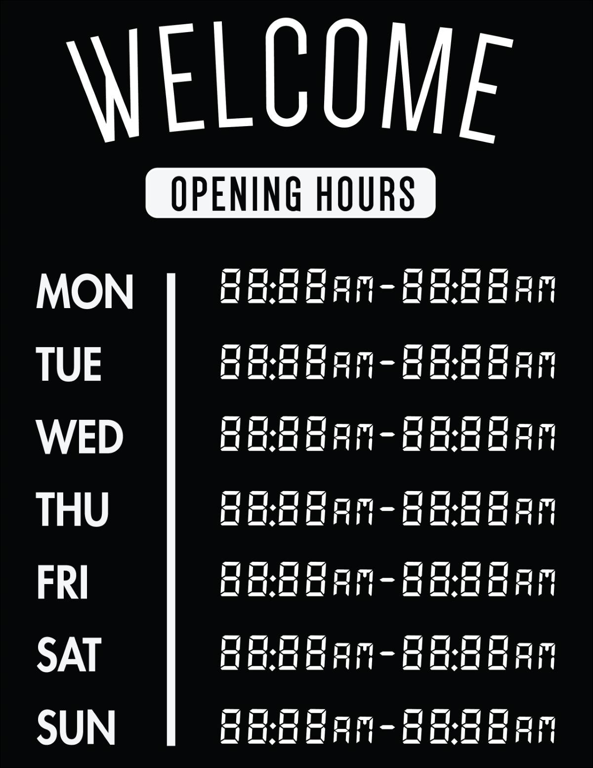 free printable business hours template