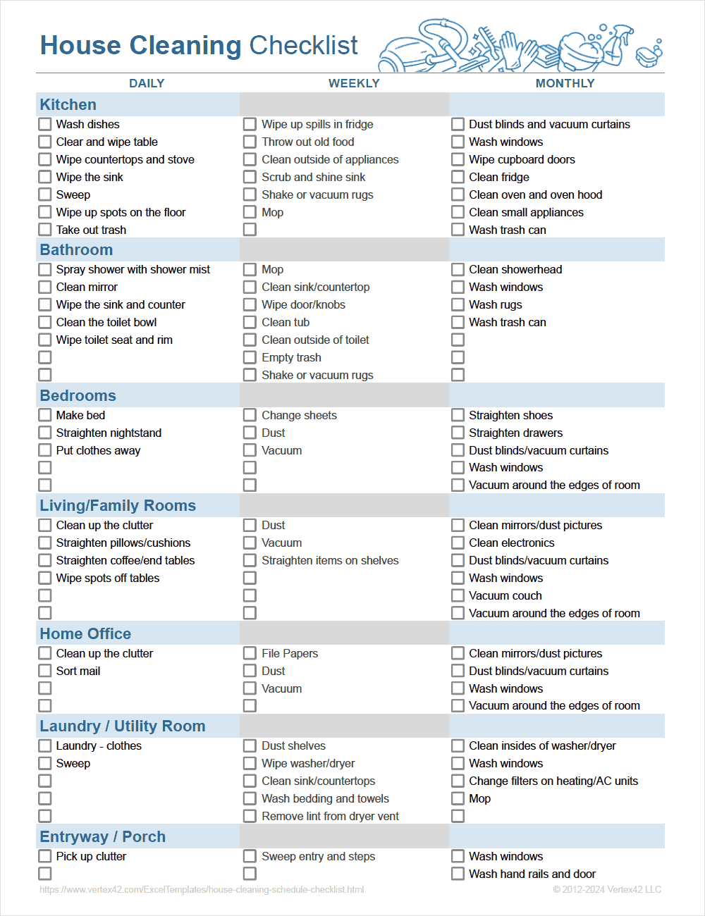 House Cleaning Schedule Checklist House Cleaning Schedule Checklist