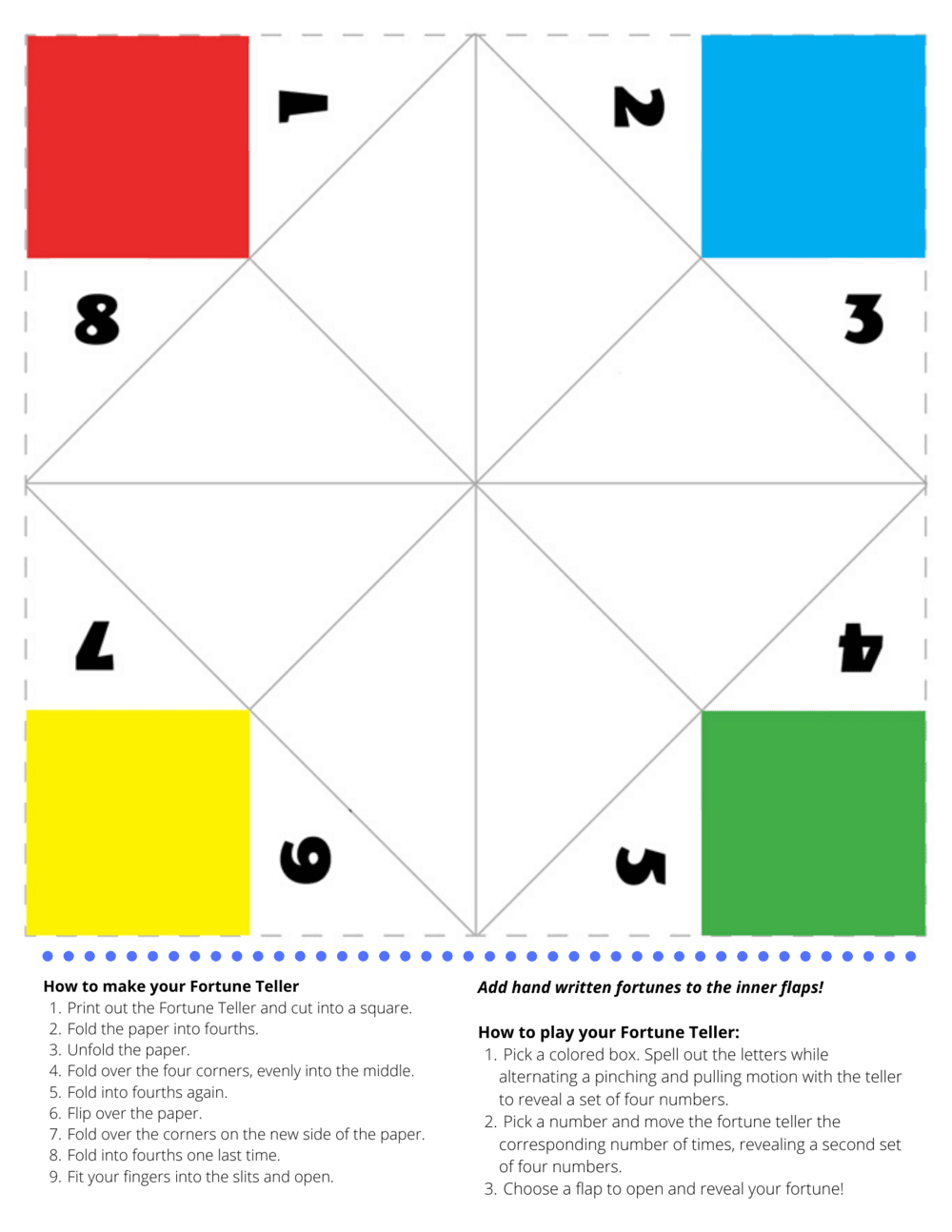 How To Fold A Fortune Teller