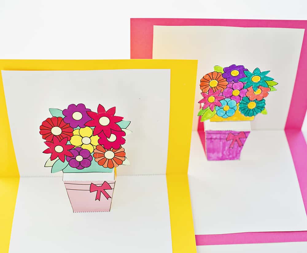 free printable flower pop up card template