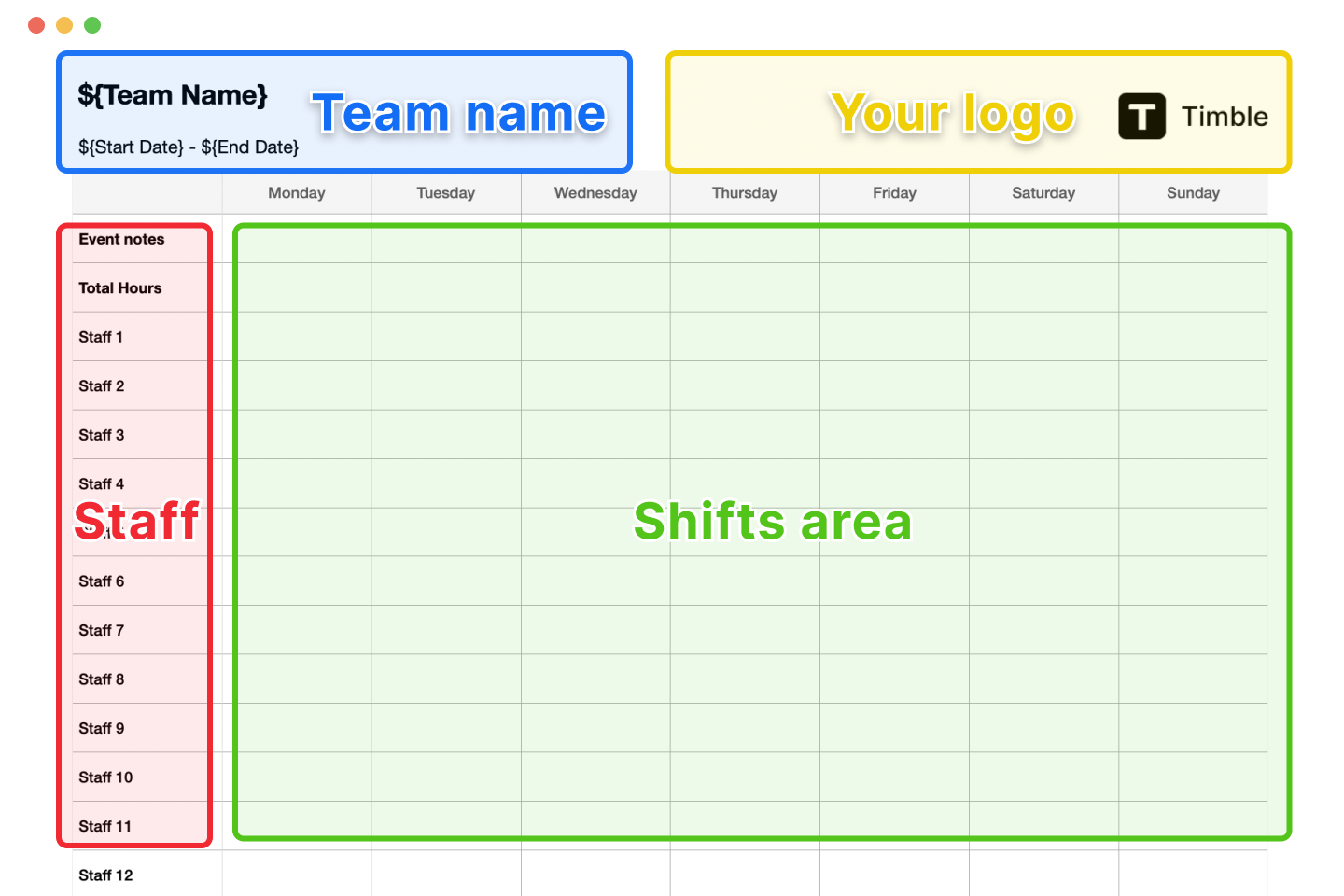 duty roster sample template