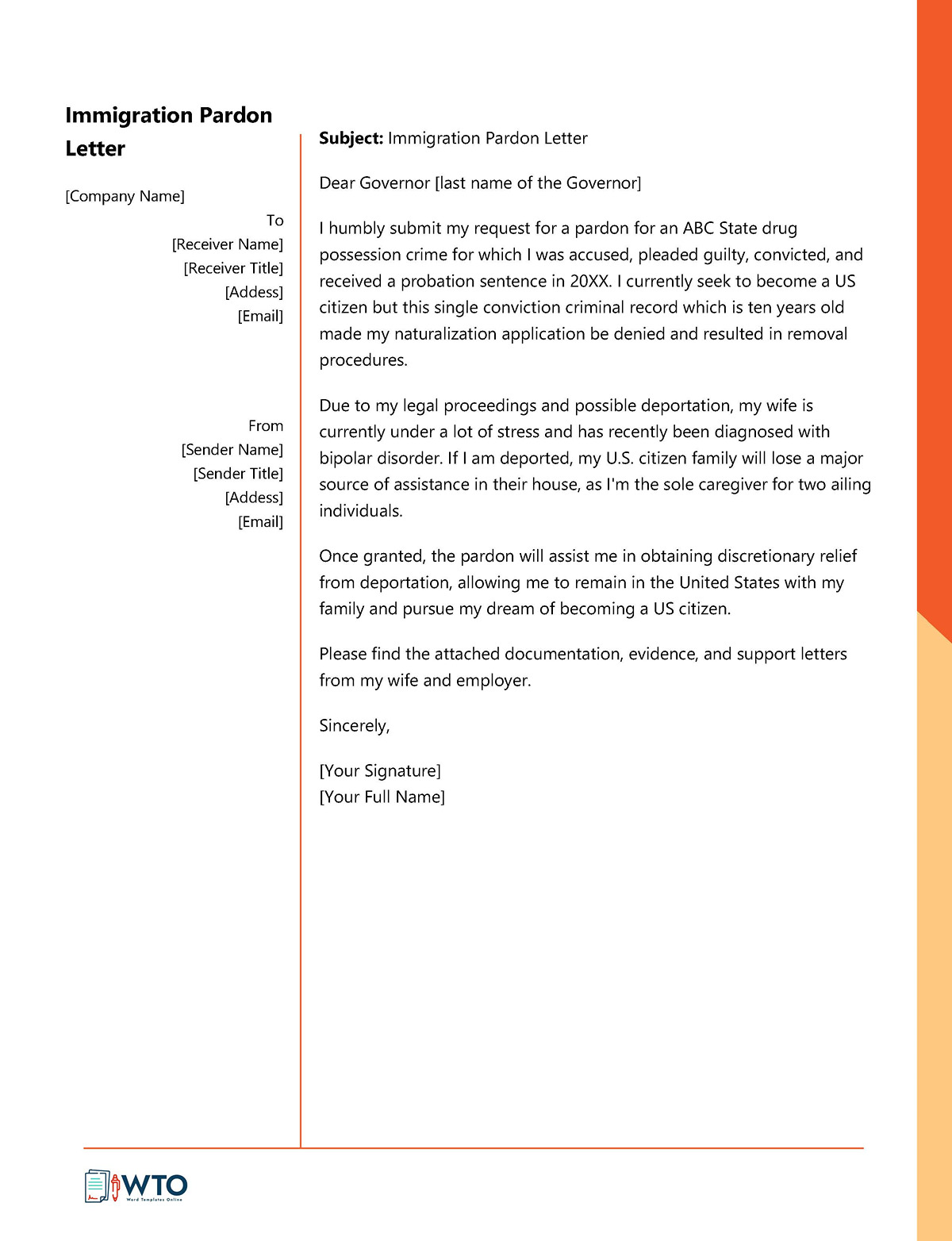 Immigration Pardon Letter