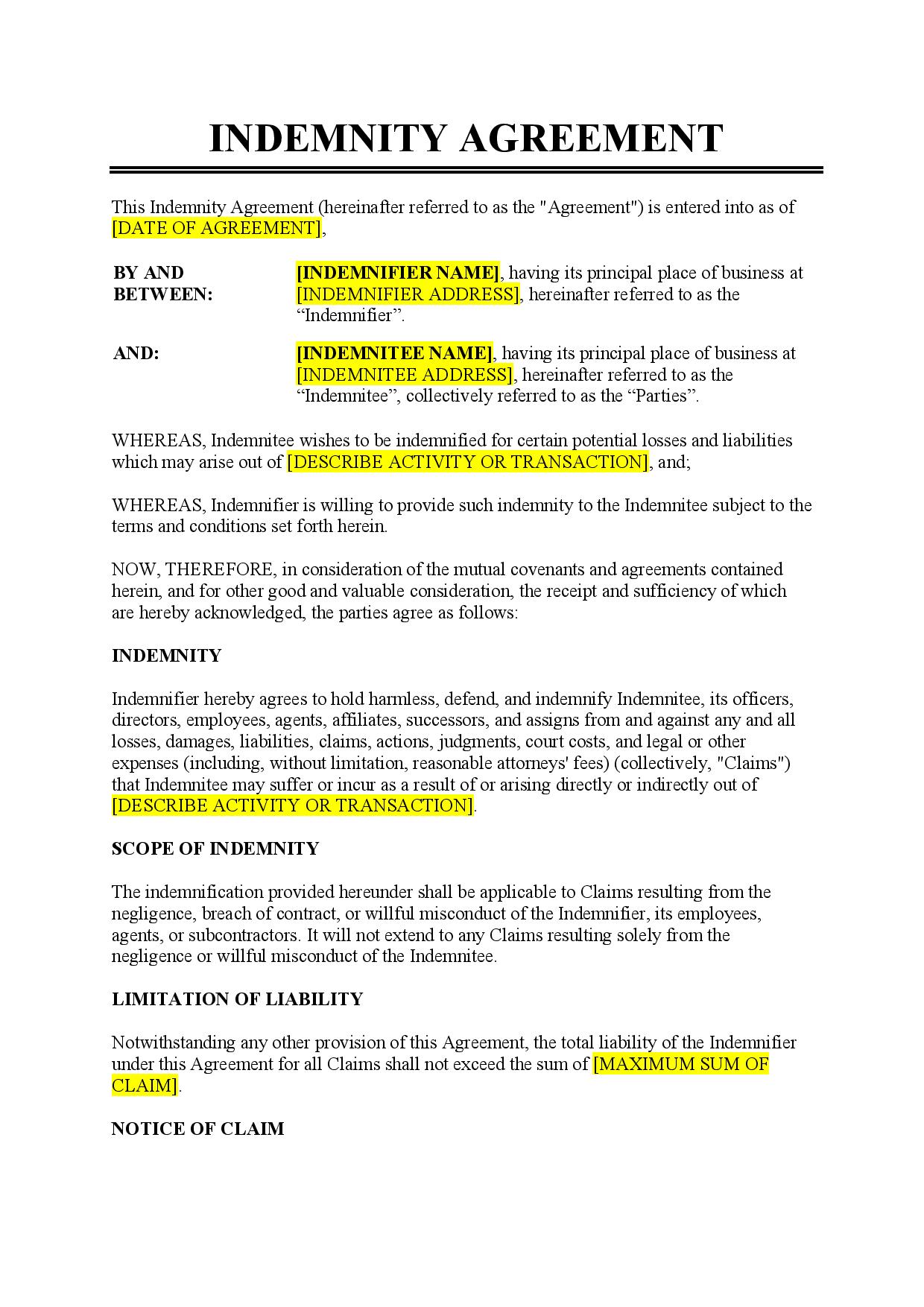 Indemnity Agreement
