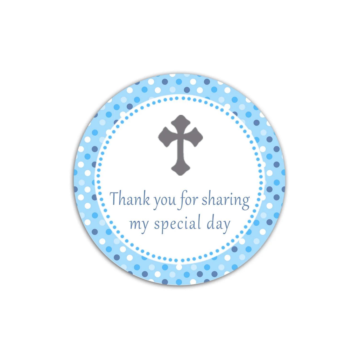 Instant Download Blue Polka Dots Christening Thank You Tag Holy Communion Party Favor Christening Party Decorations Christening Decoration