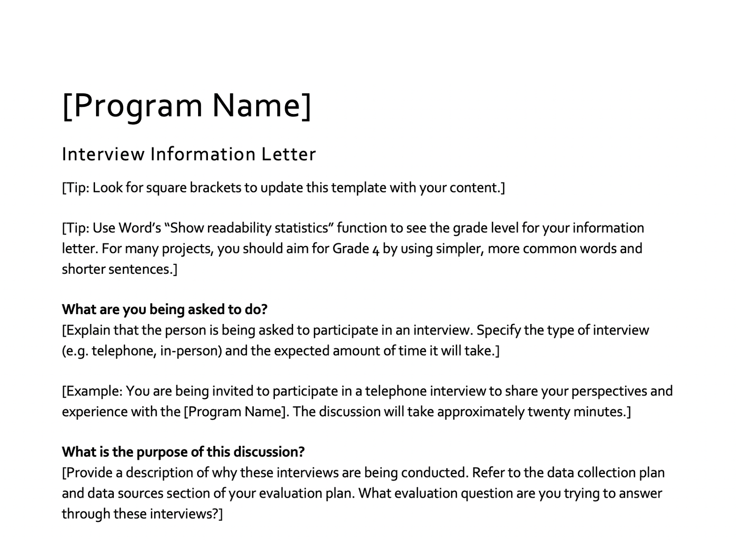 Interview Information Letter Template Standard Interview