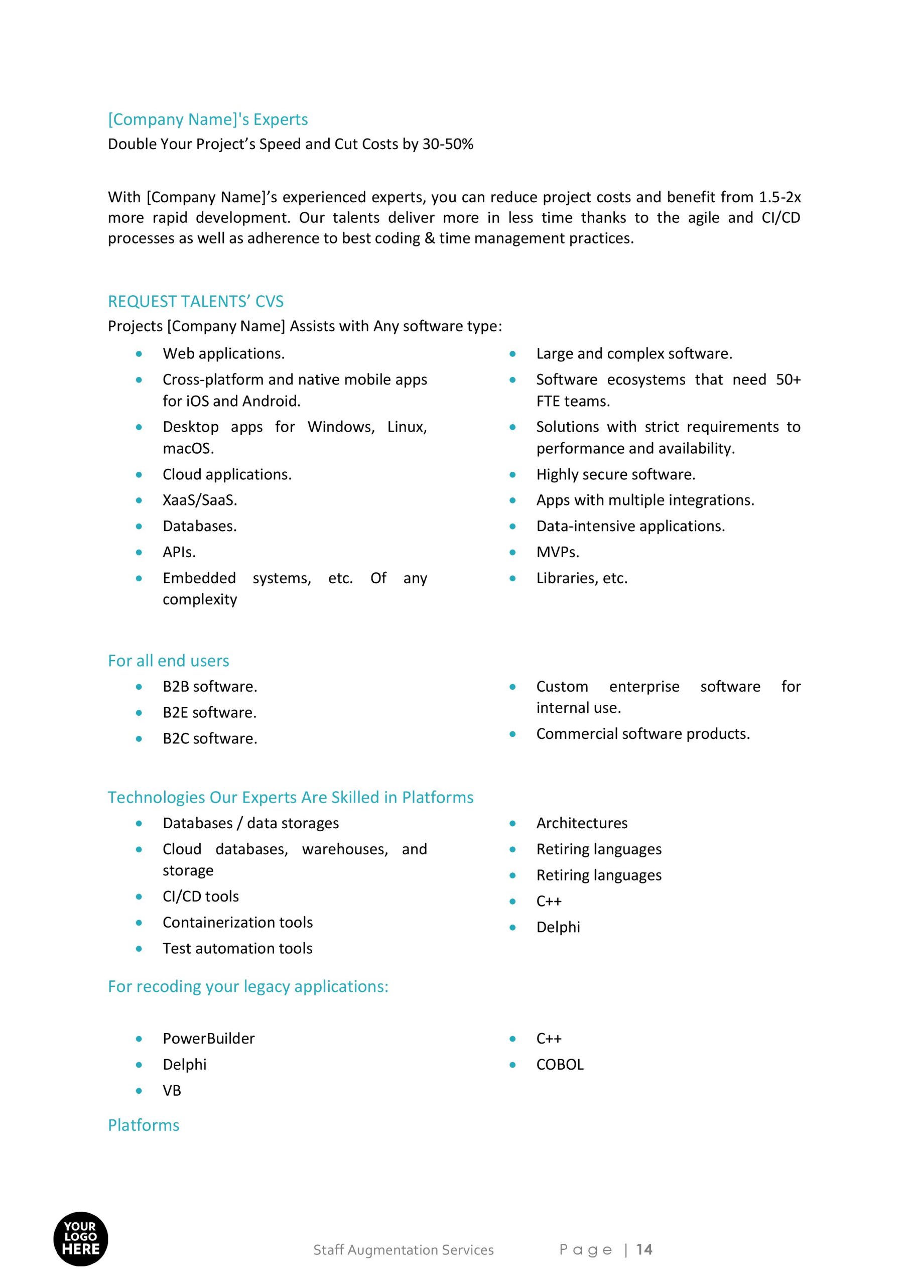 It Staff Augmentation Services Proposal Template It Staff Augmentation Services Proposal Template