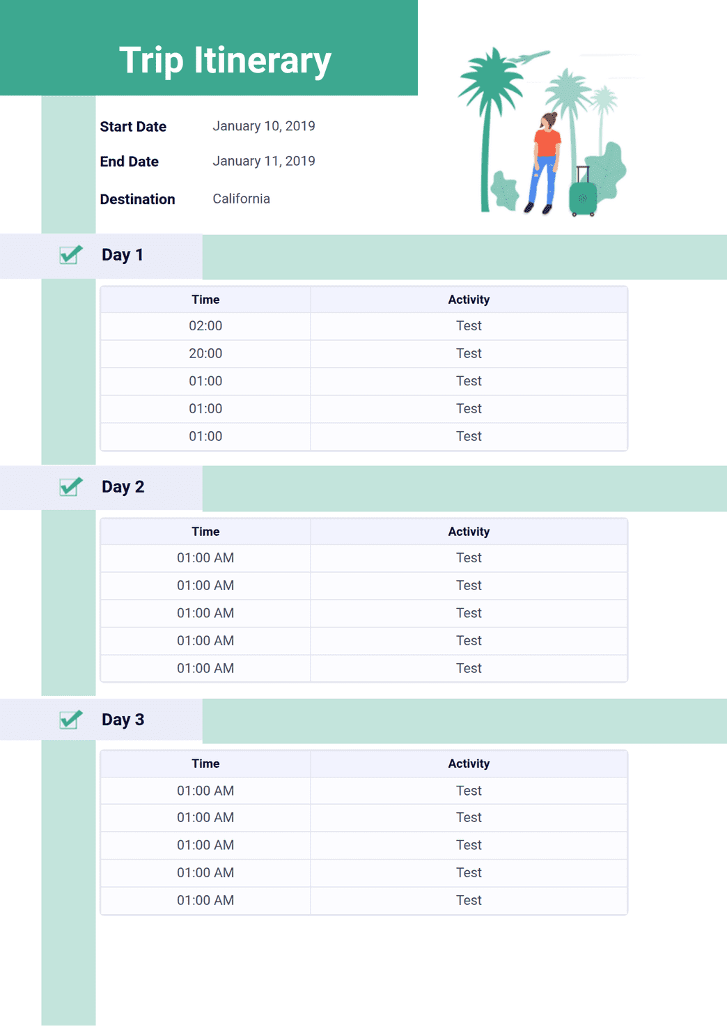 Itinerary Templates Itinerary Templates