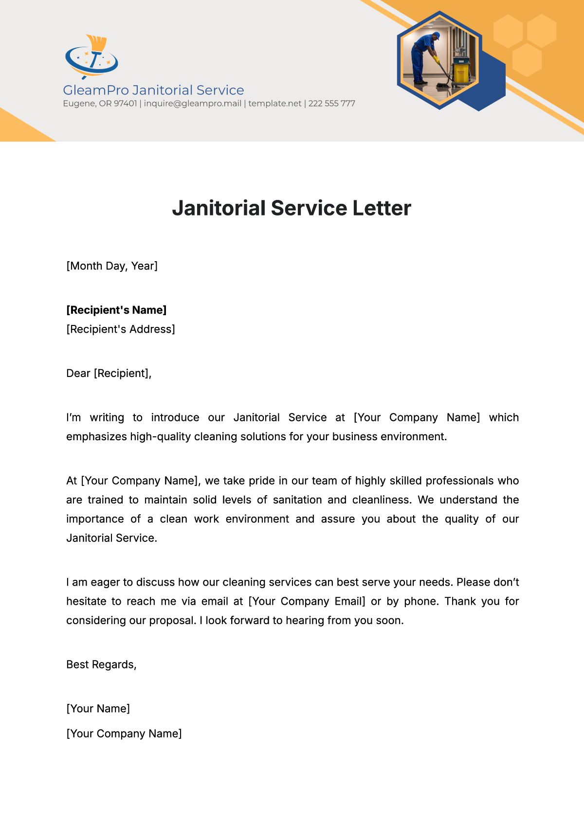 Janitorial Service Letter Janitorial Service Letter
