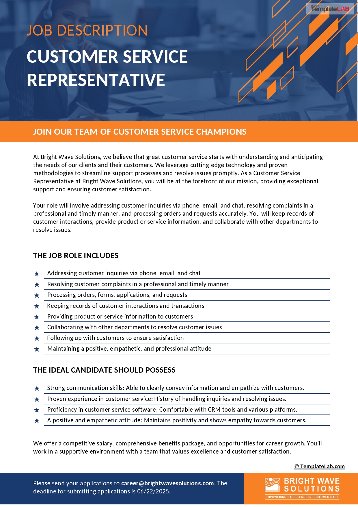 job profile template sample