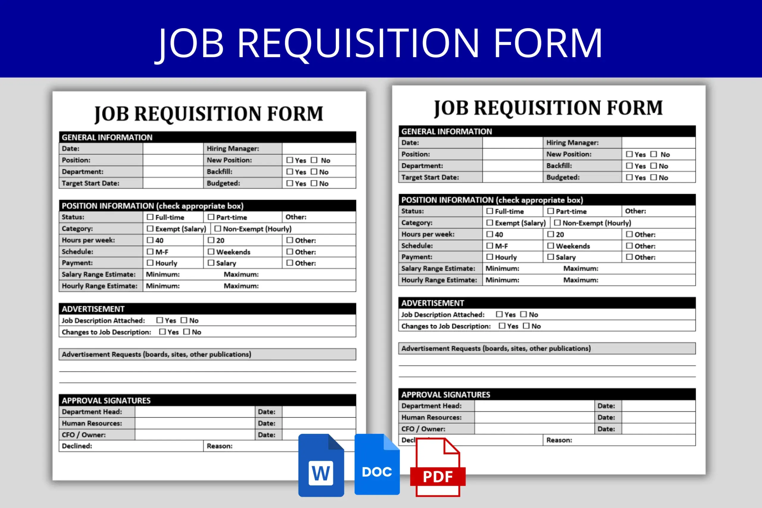 Job Requisition Form Hr Template Word Job Requisition Form Hr Template Word
