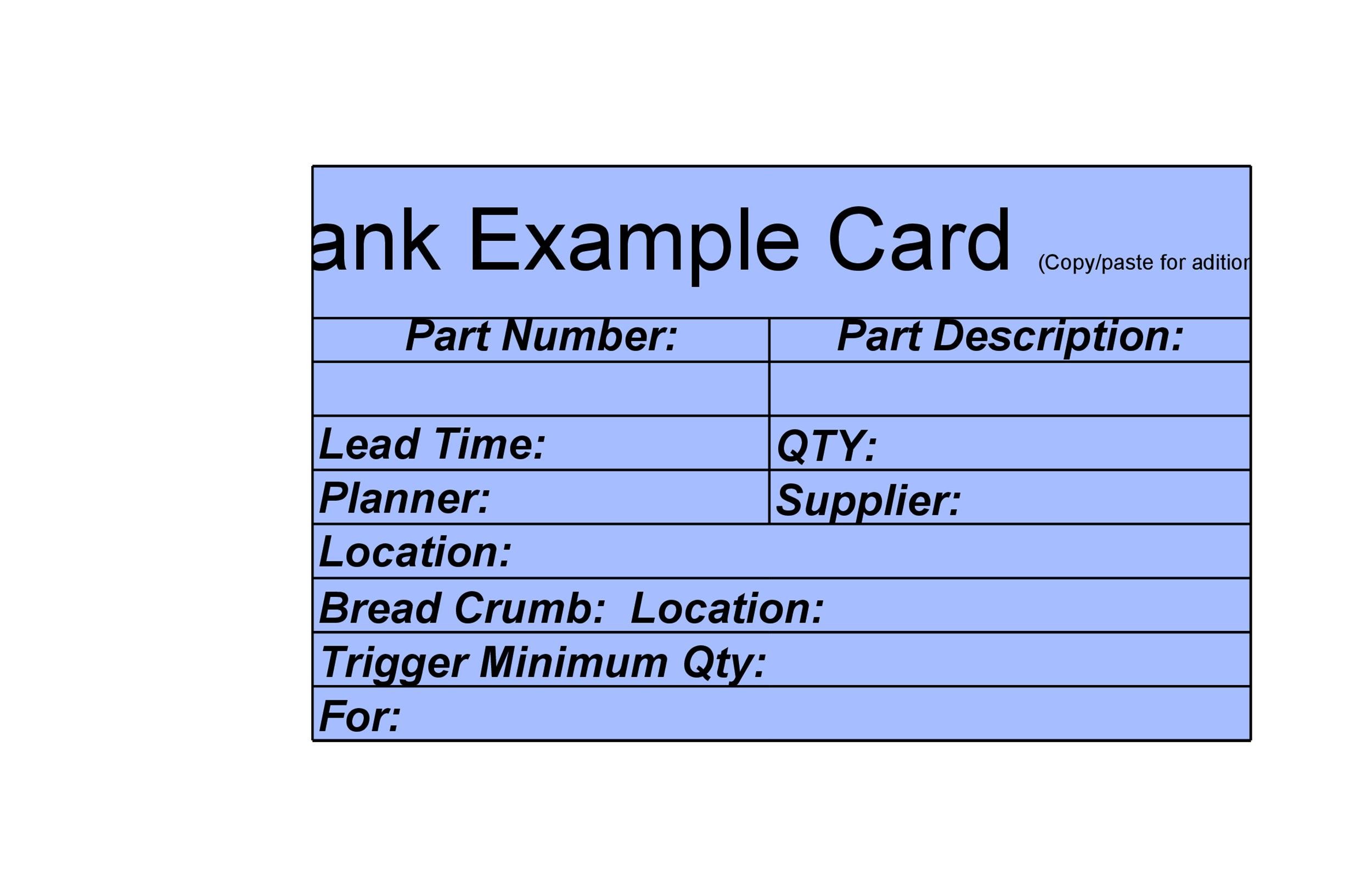 bin card sample template