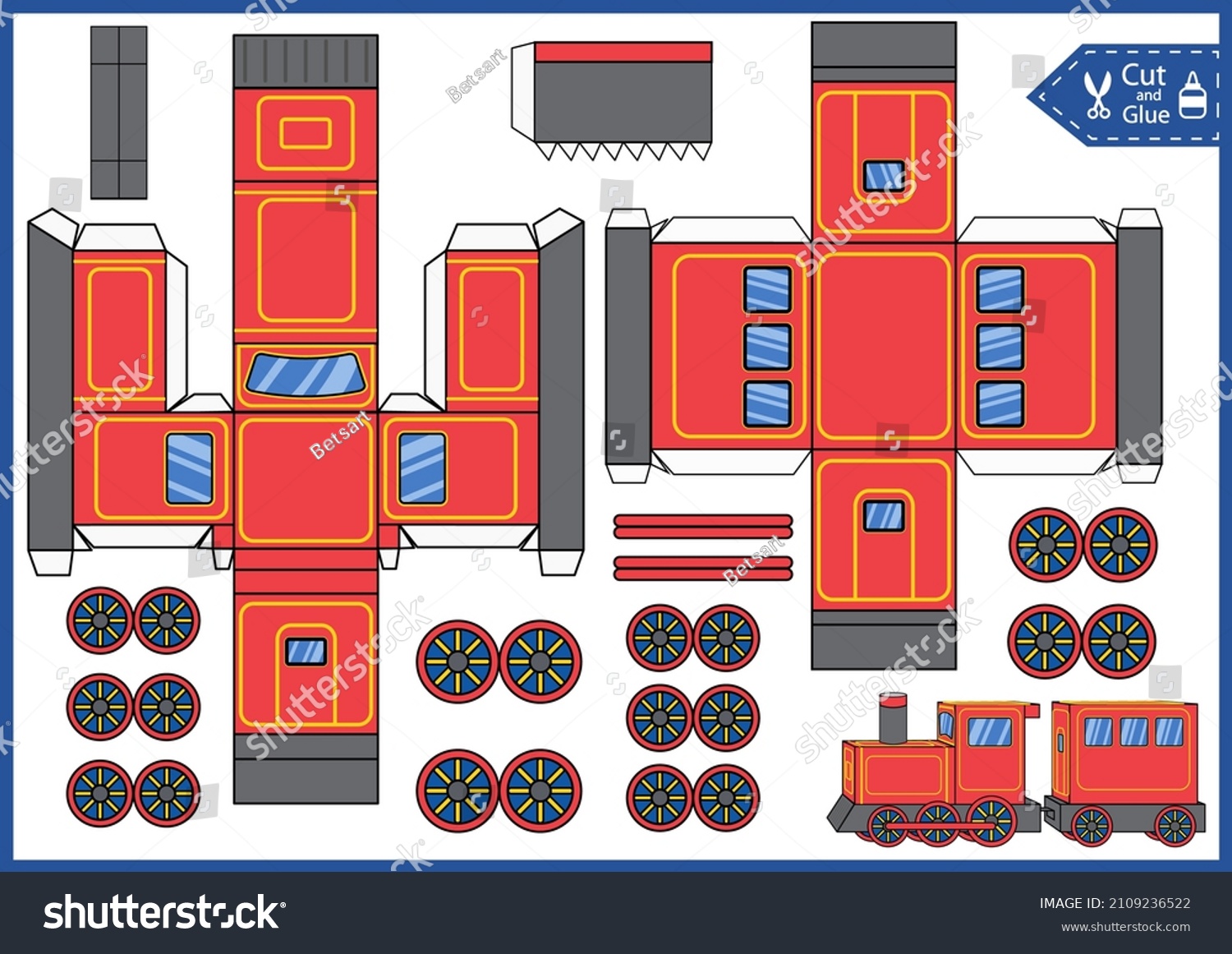 Kids Craft Cut Glue Paper Train 2109236522