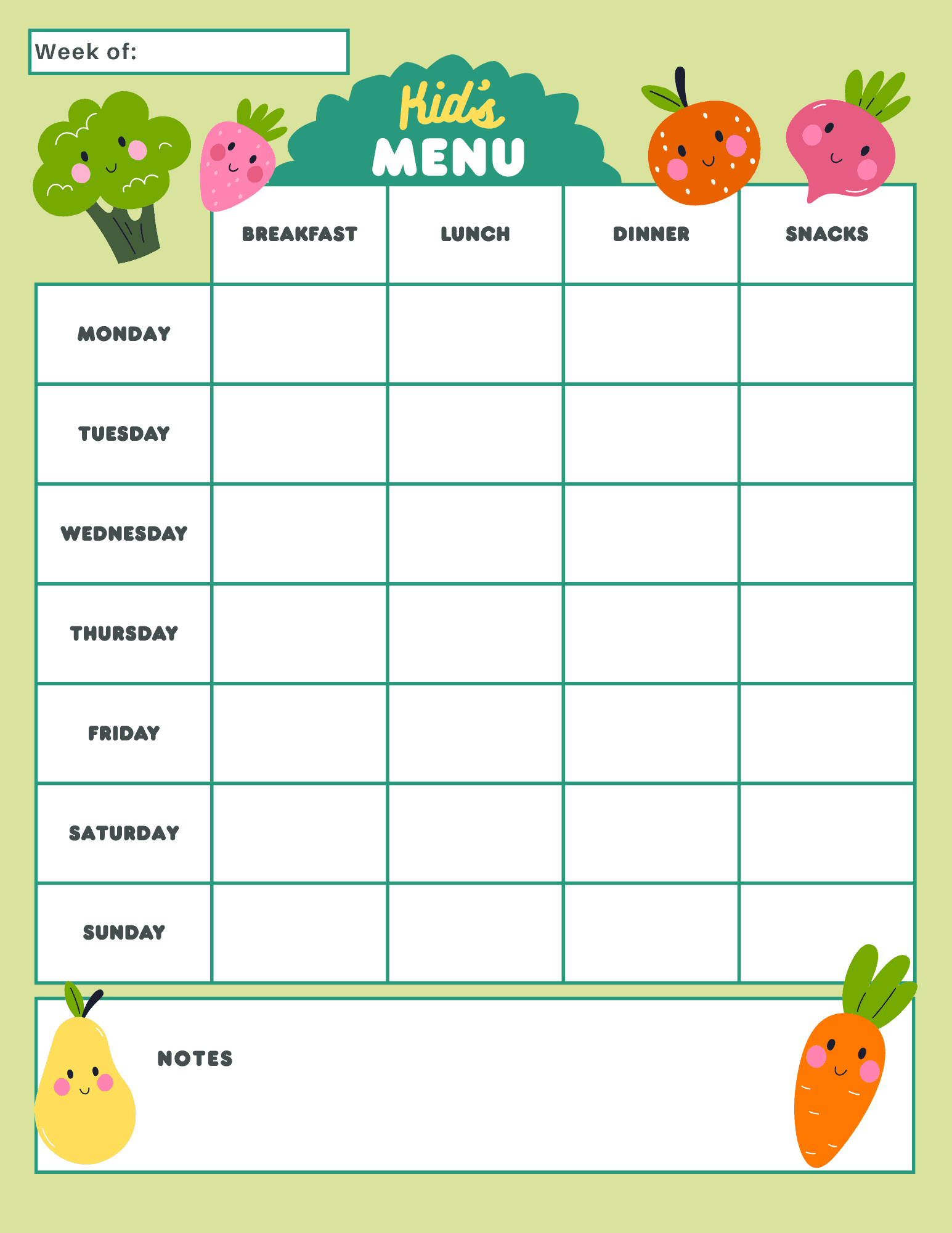 Kids Meal Planner