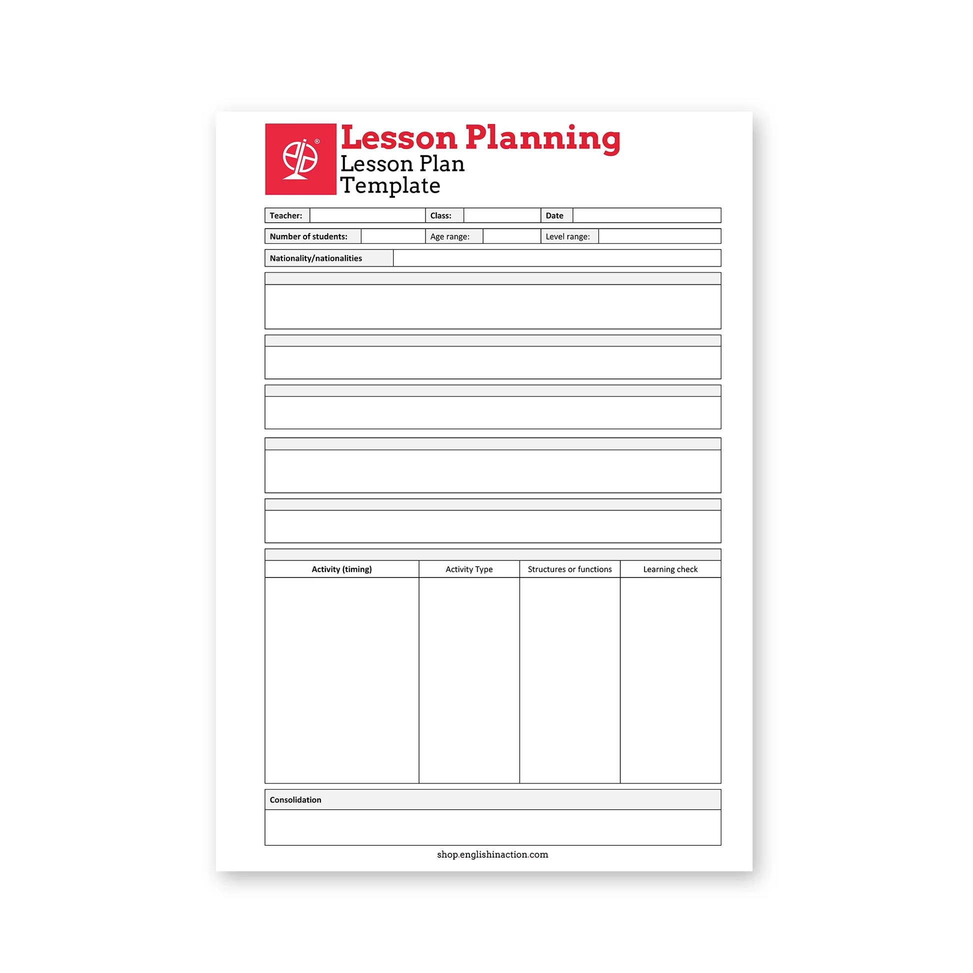 Lesson Plan Template And Sample