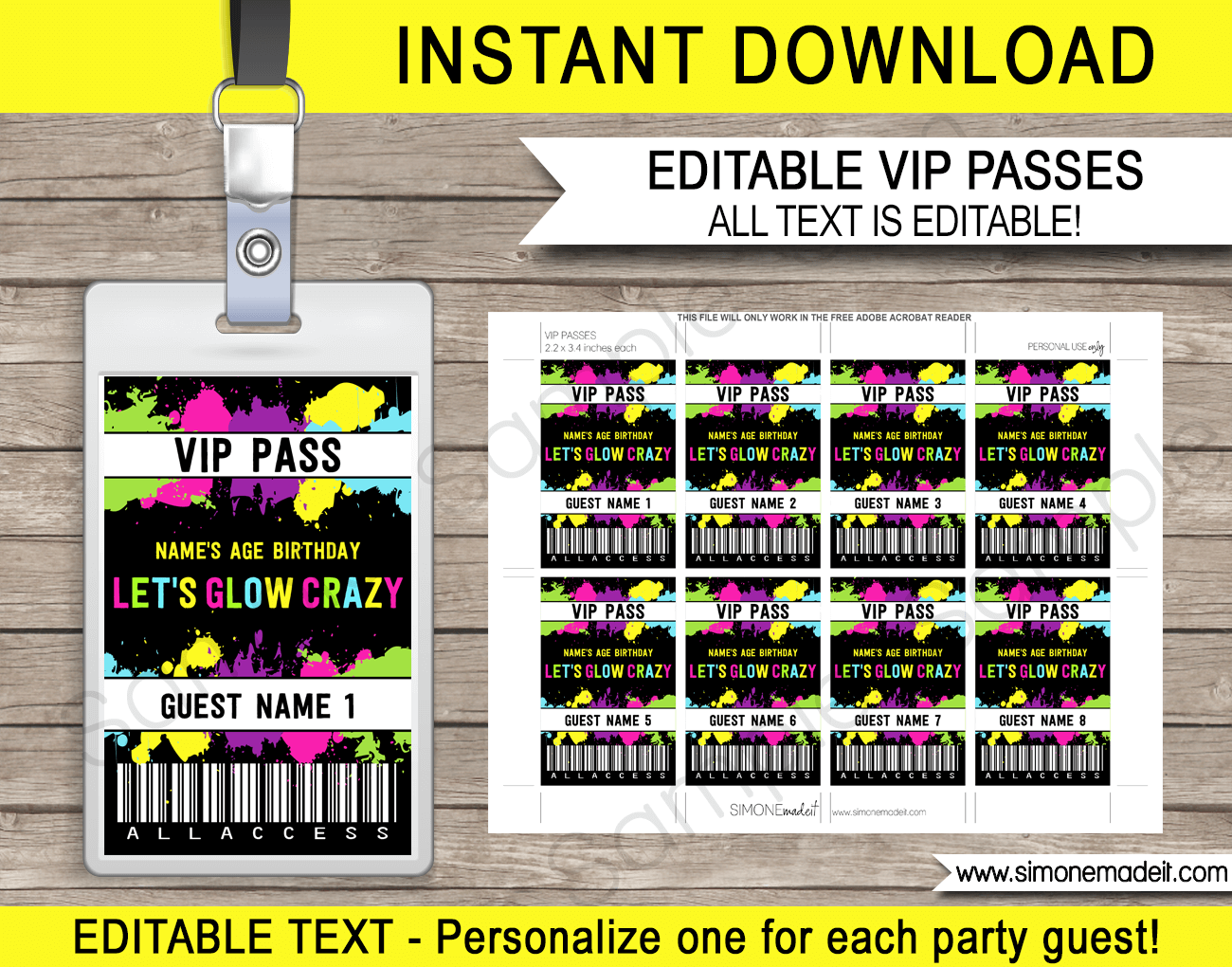 Lets Glow Crazy Vip Passes Template Lets Glow Crazy Vip Passes Template