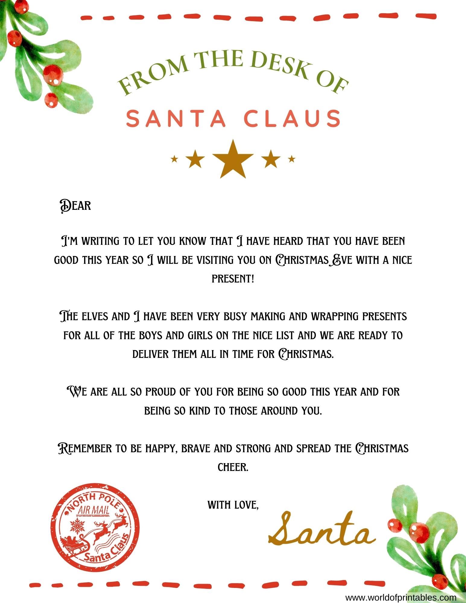 Letter From Santa Template