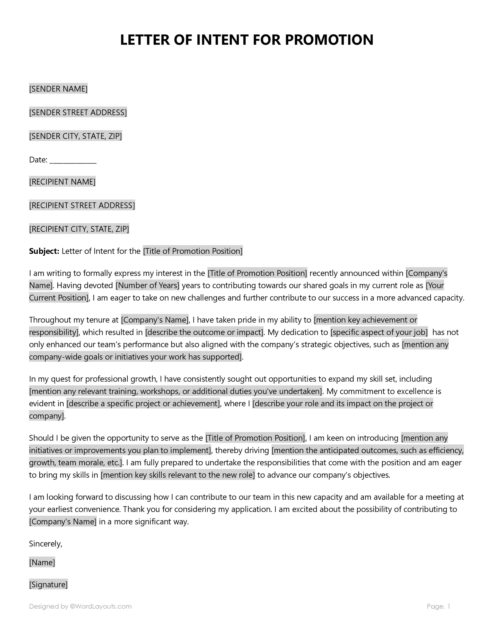 Letter Of Intent Templates Letter Of Intent Templates