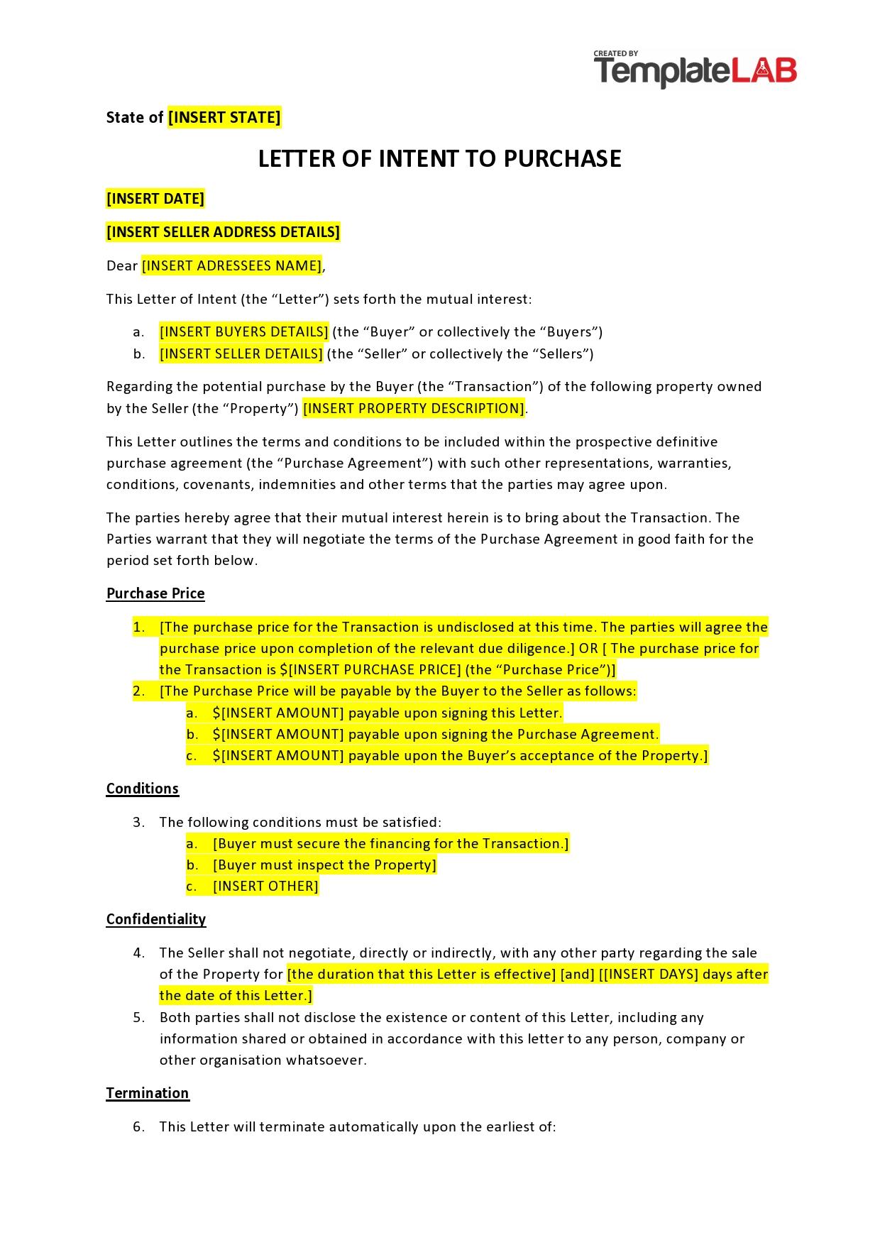 Letter Of Intent Letter Of Intent