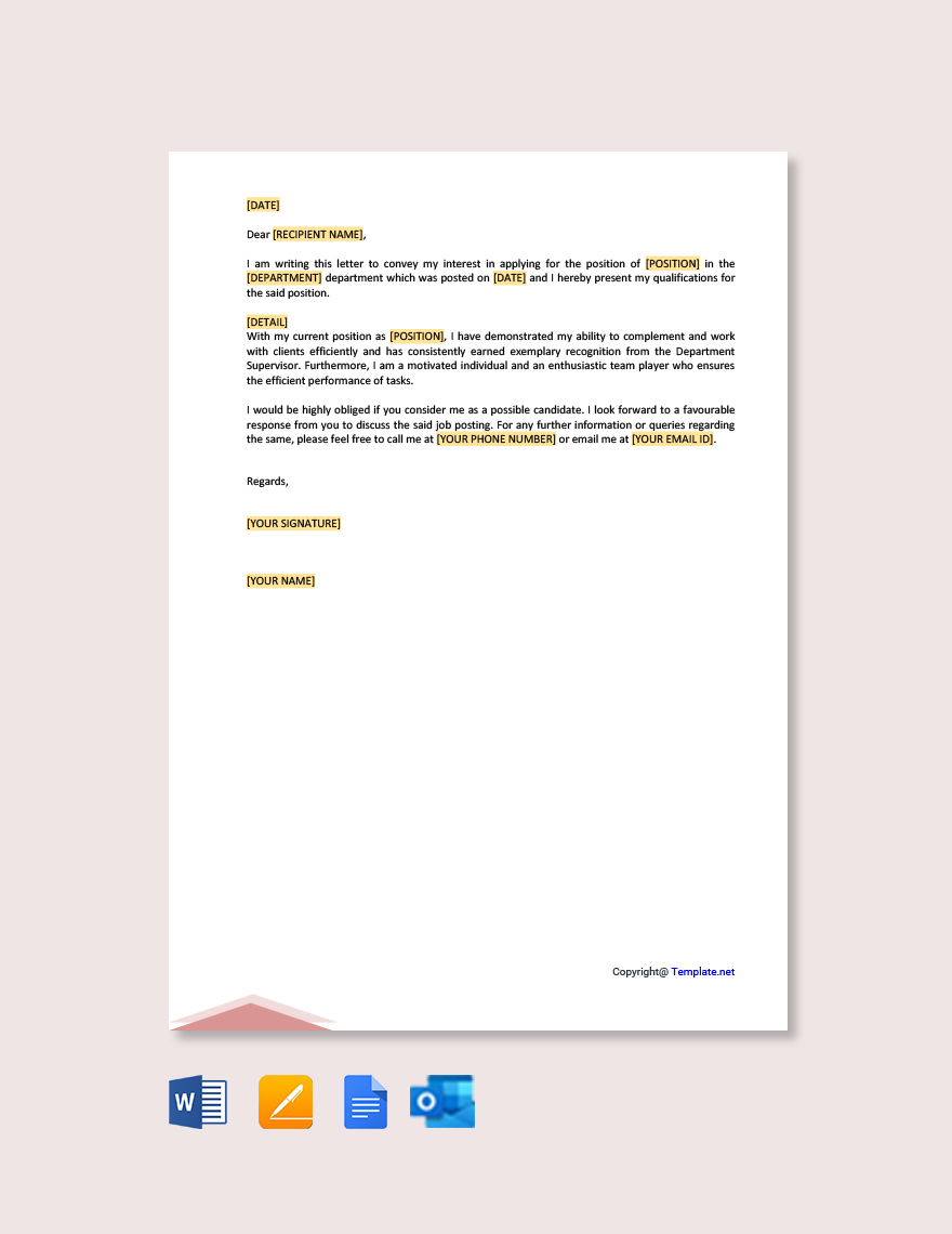 Letter Of Interest For Internal Job Posting
